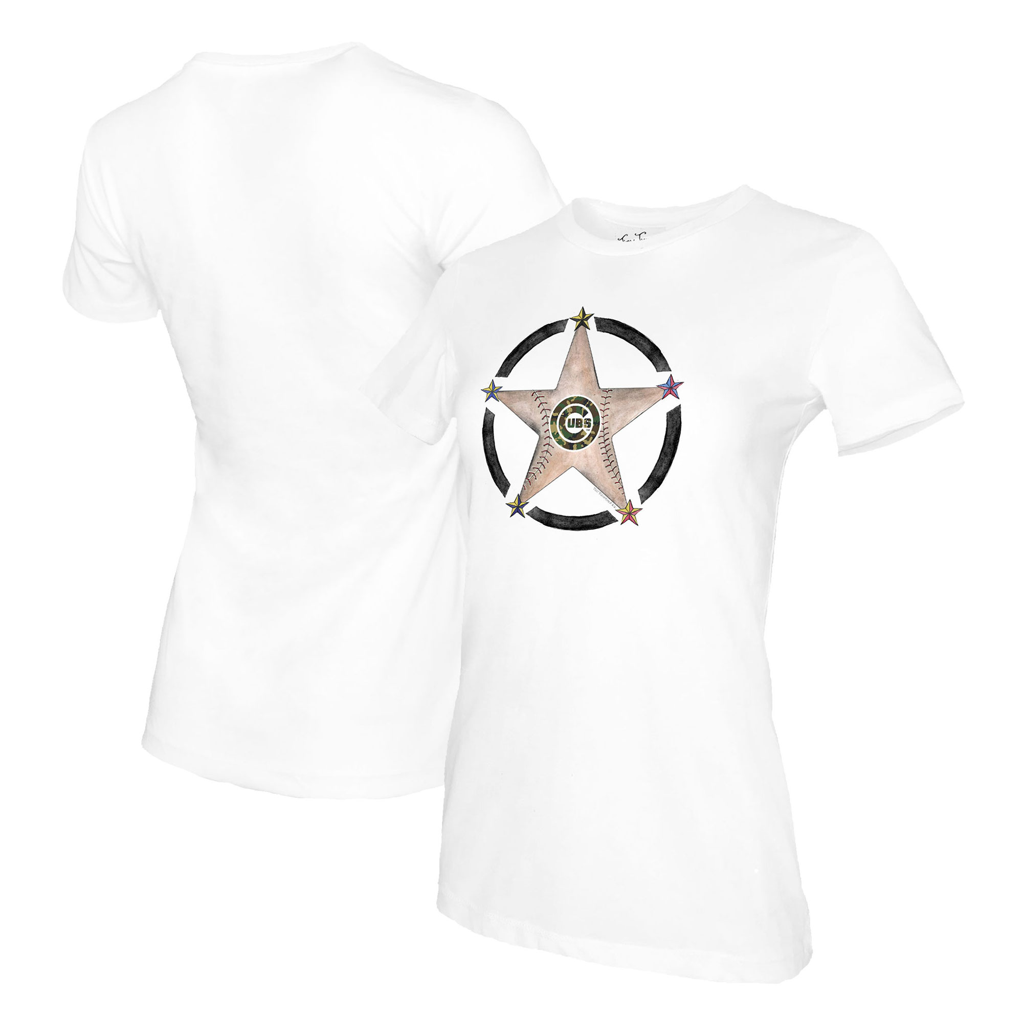 Women’s Tiny Turnip White Chicago Cubs Military Star T-Shirt