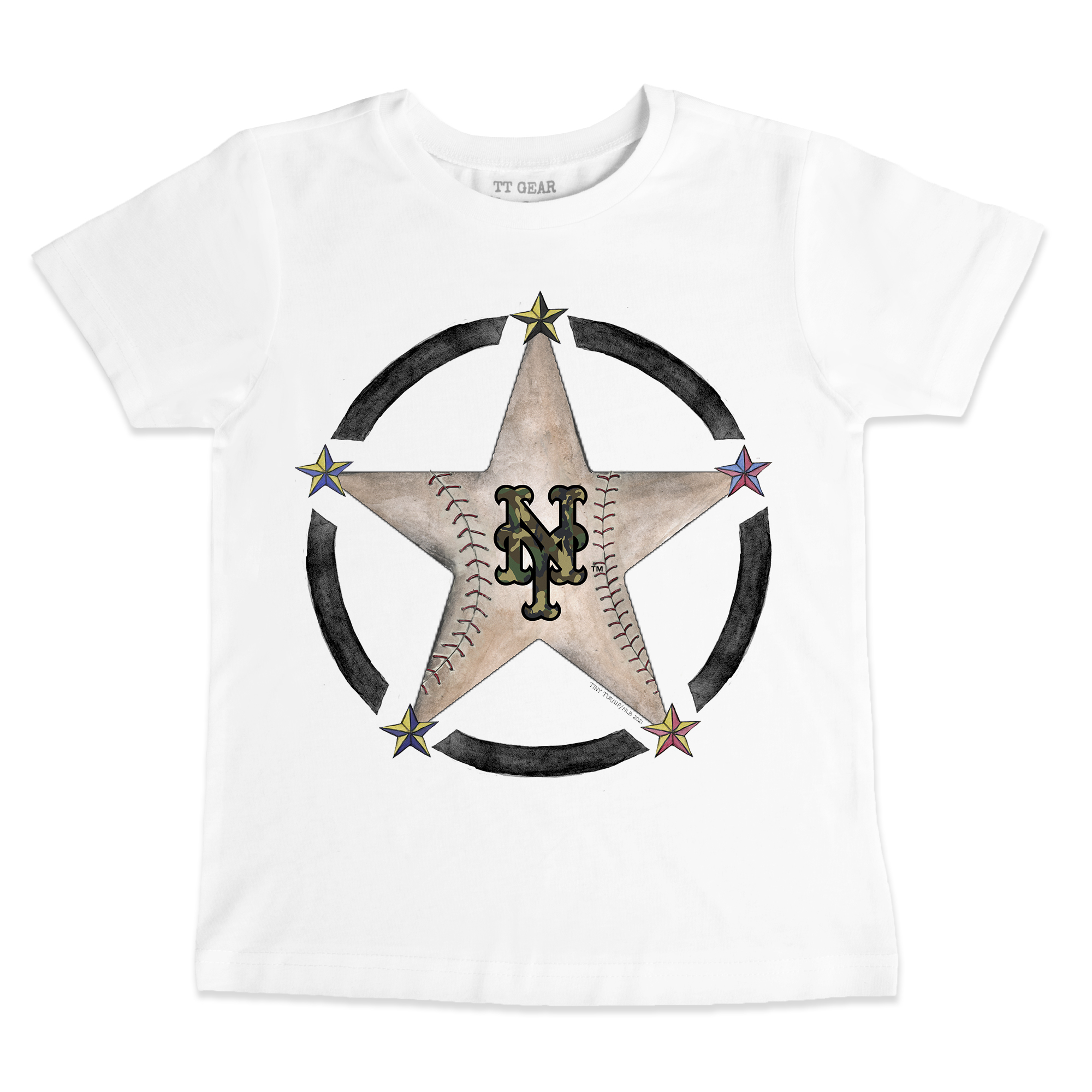 Infant Tiny Turnip White New York Mets Military Star T-Shirt