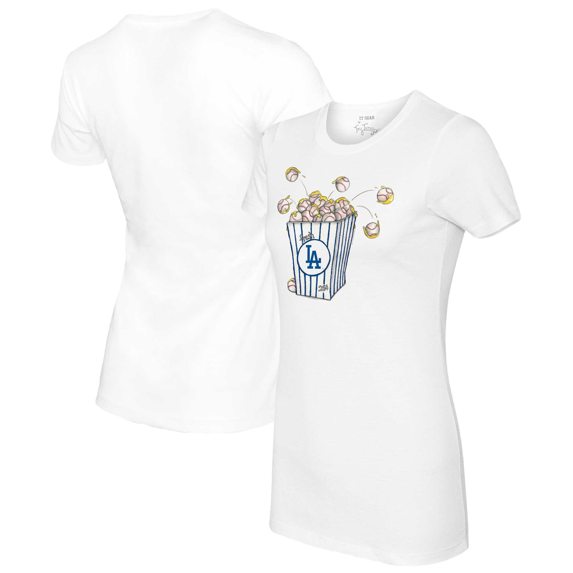 Women’s Tiny Turnip White Los Angeles Dodgers Popcorn T-Shirt
