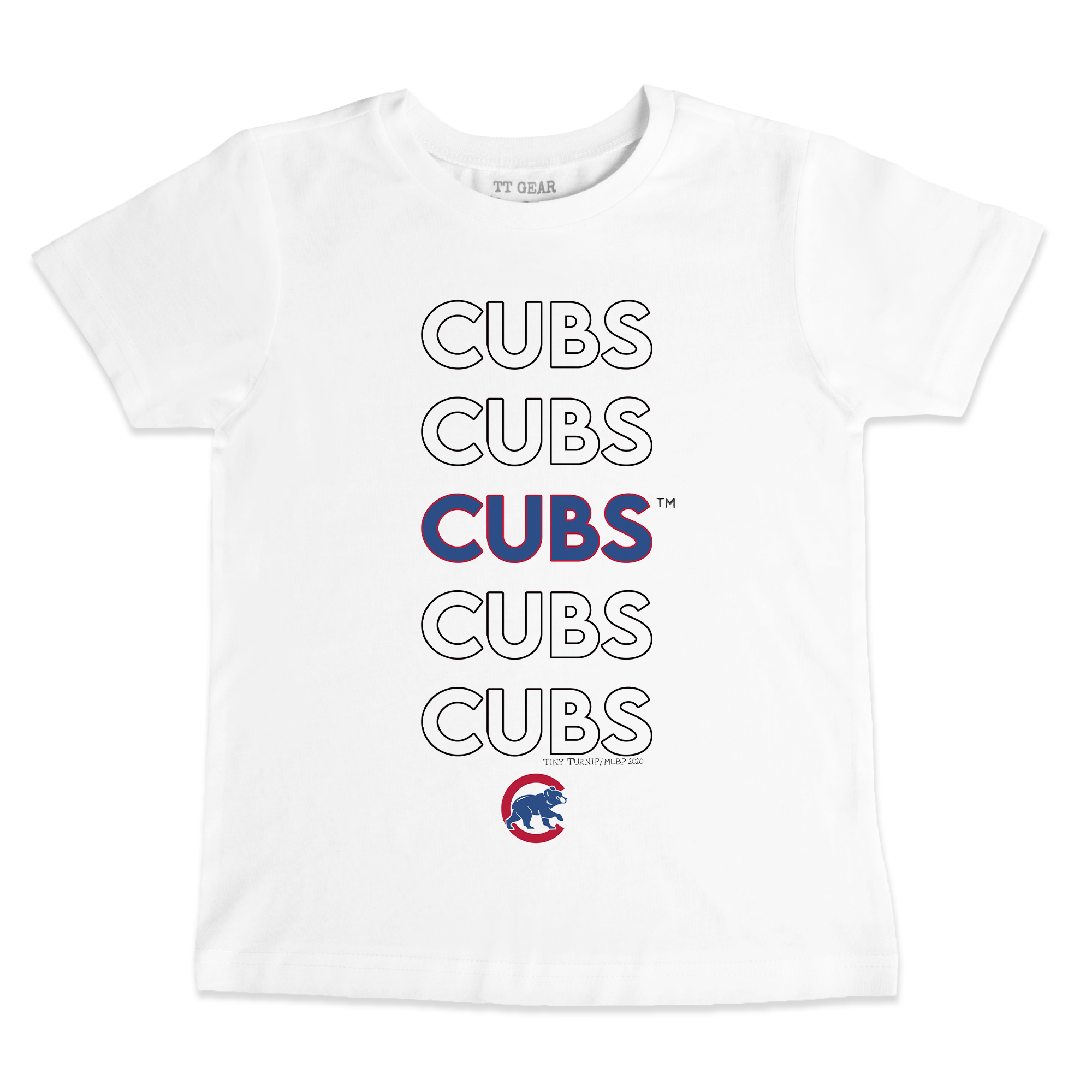 Youth Tiny Turnip White Chicago Cubs Stacked T-Shirt