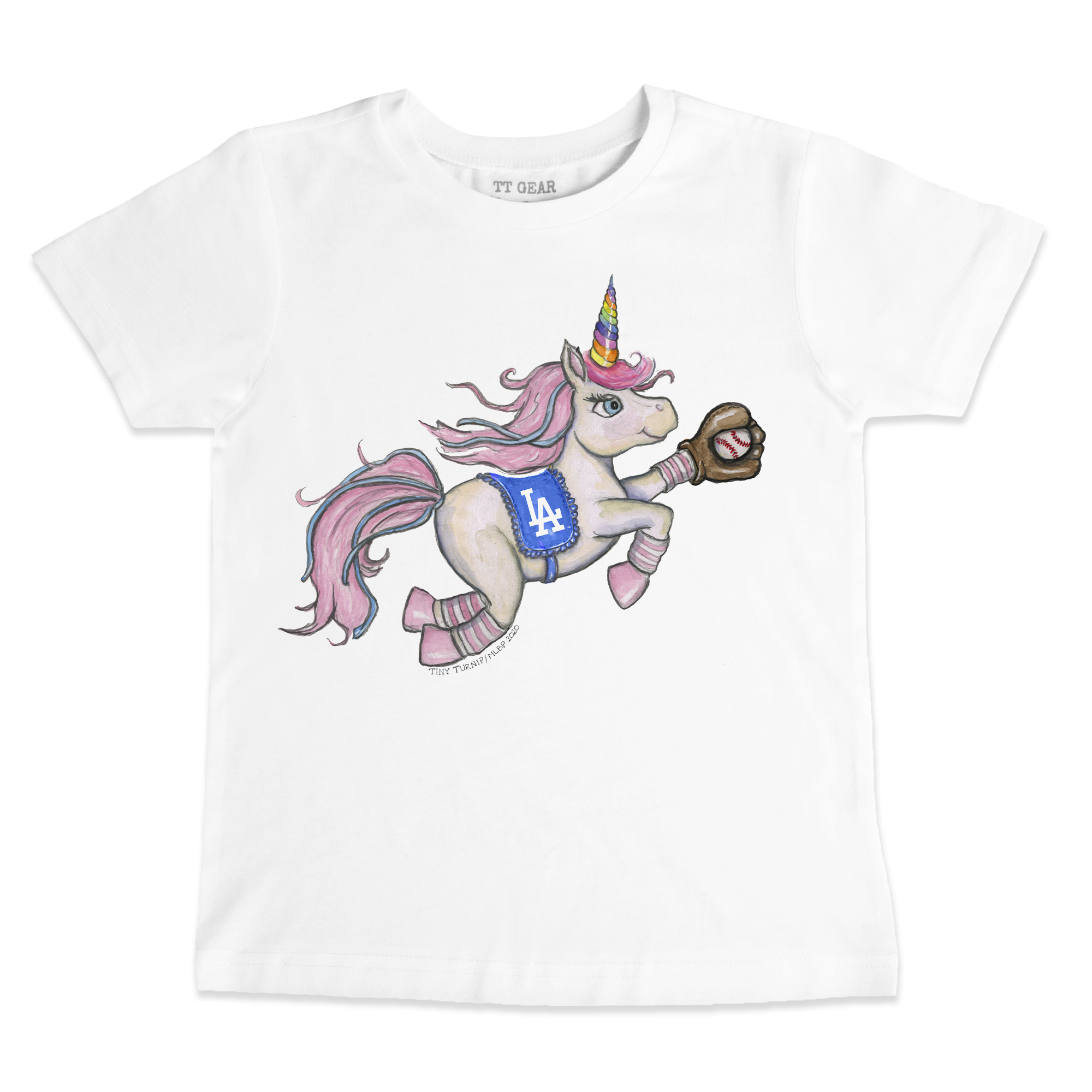 Youth Tiny Turnip White Los Angeles Dodgers Unicorn T-Shirt