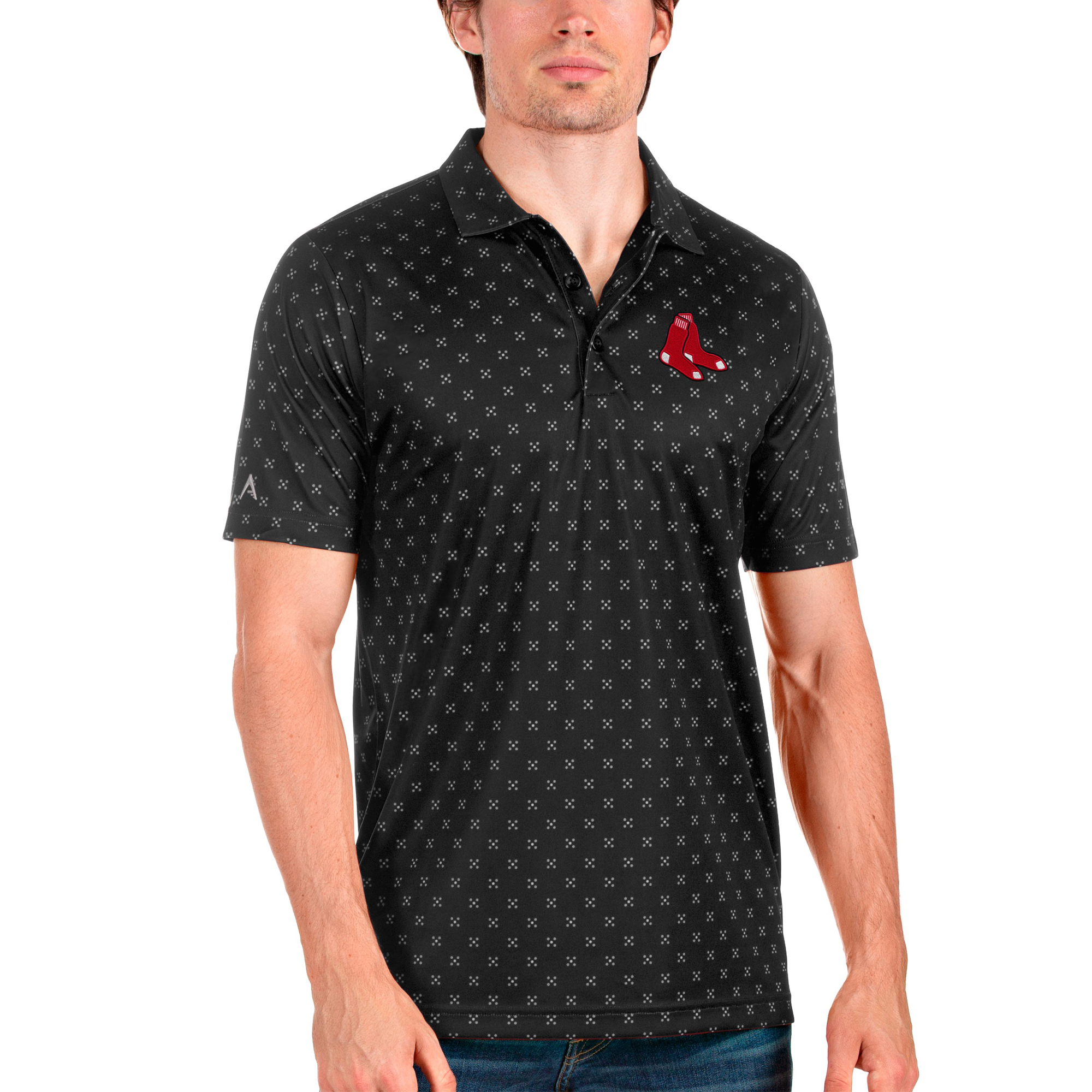 Men’s Antigua Black Boston Red Sox Spark Polo
