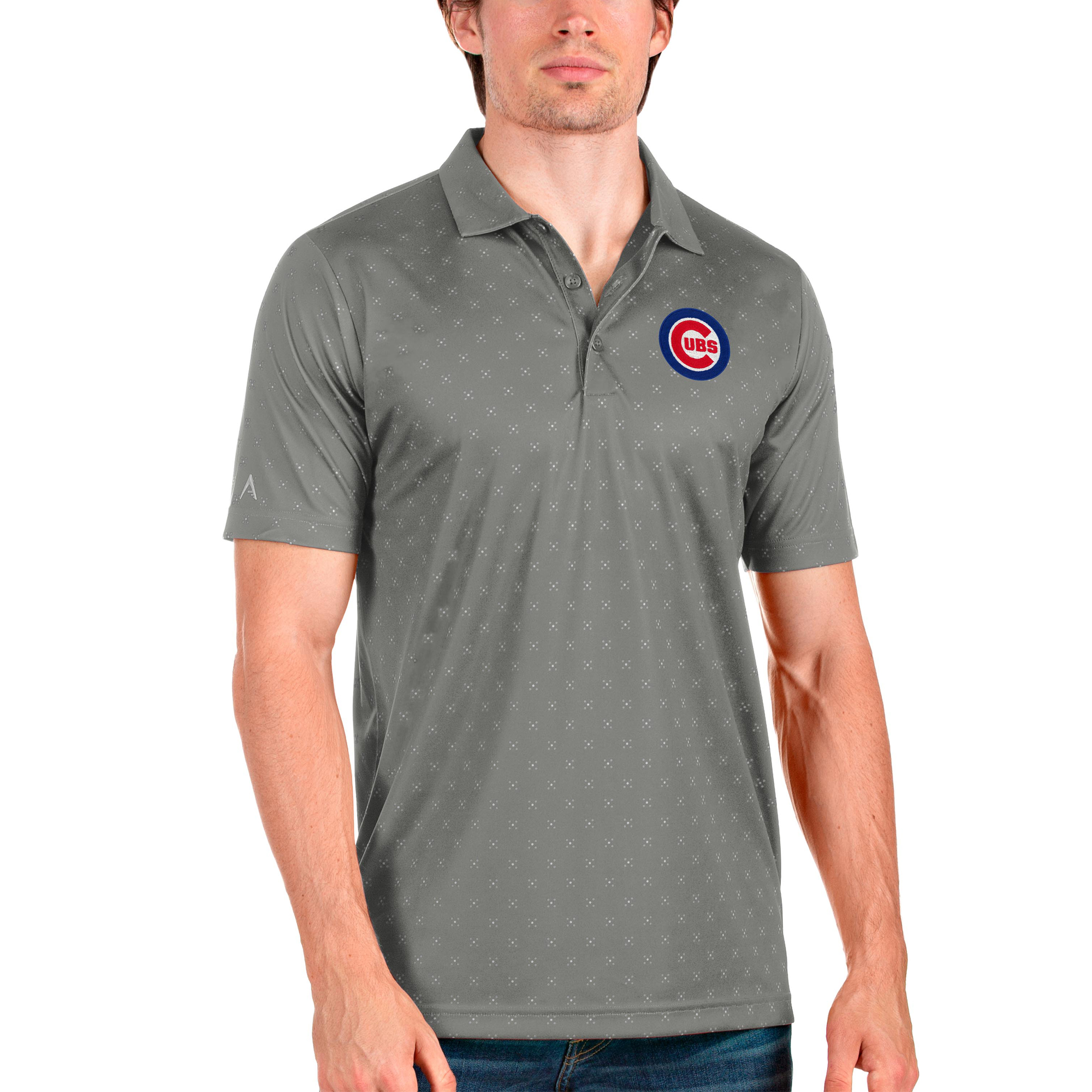 Men’s Antigua Gray Chicago Cubs Spark Polo