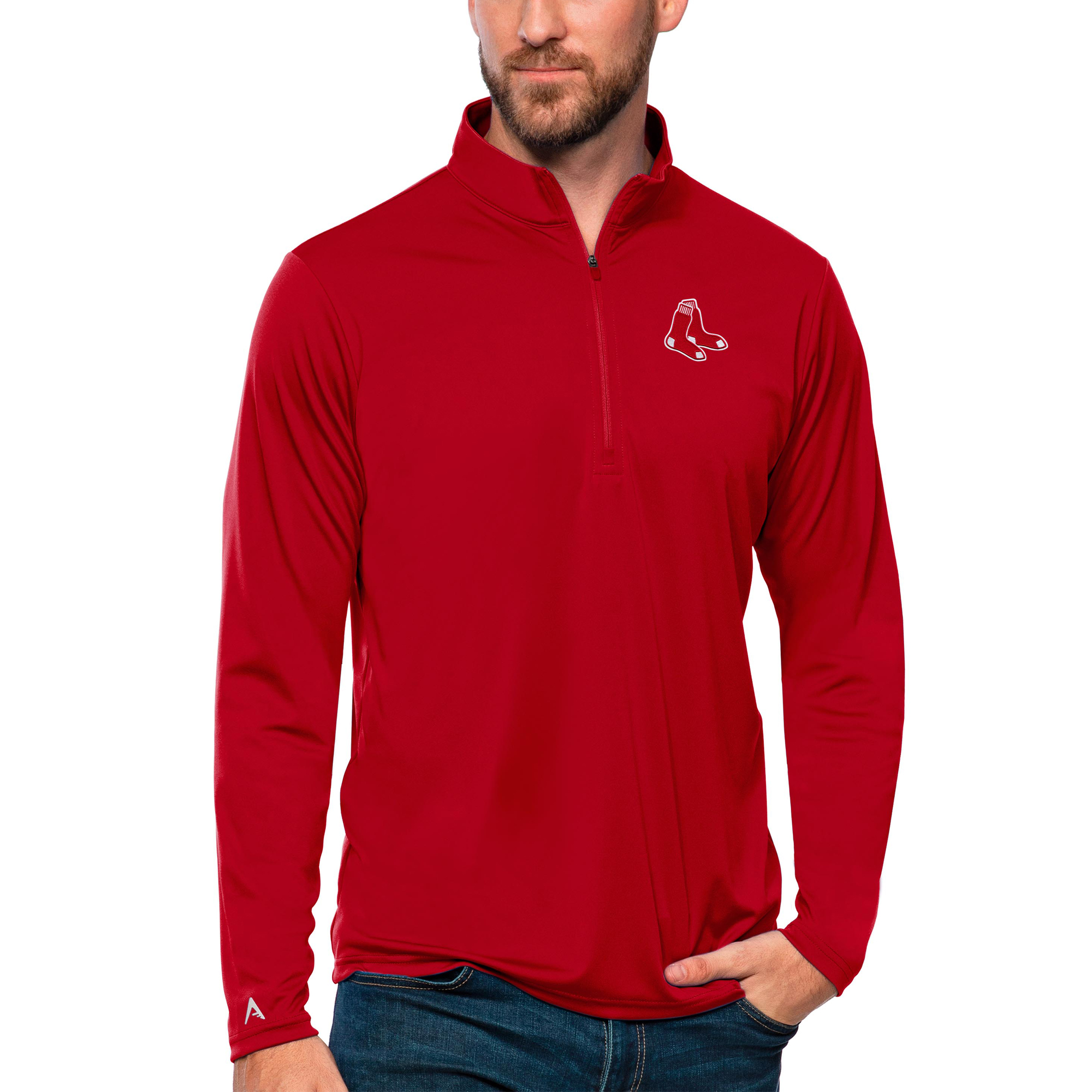 Men’s Antigua Red Boston Red Sox Tribute Quarter-Zip Pullover Top