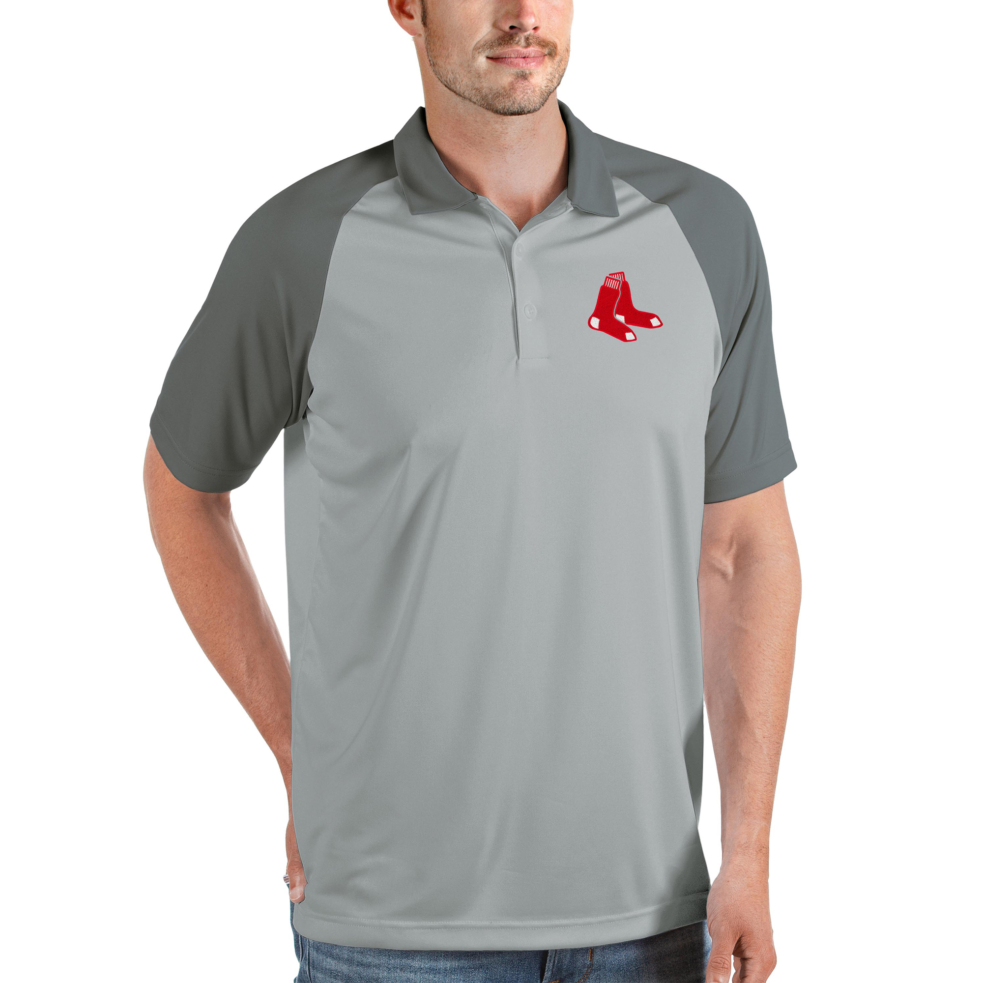 Men’s Antigua Gray Boston Red Sox Nova Polo