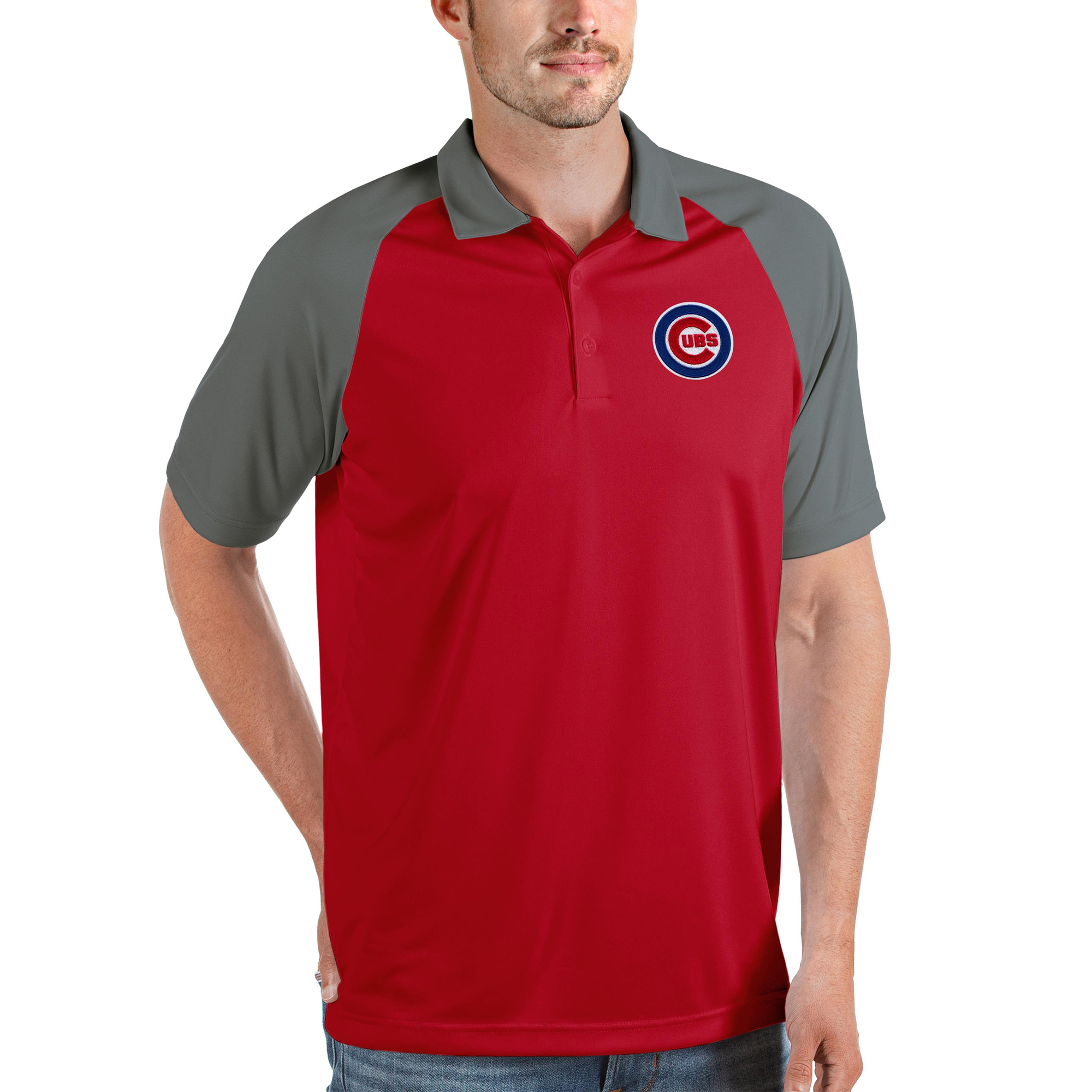 Men’s Antigua Red/Gray Chicago Cubs Nova Polo