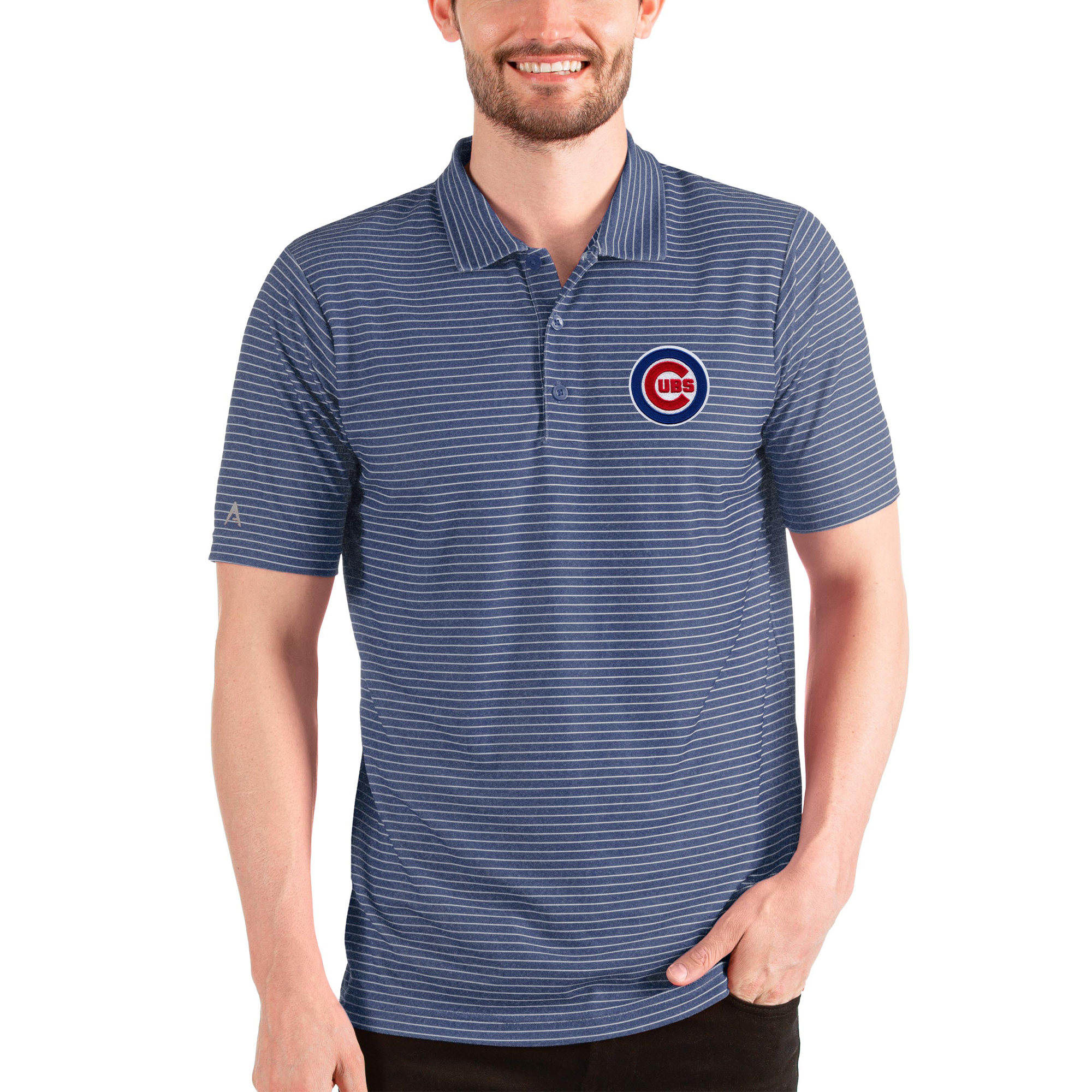 Men’s Antigua Heathered Royal/White Chicago Cubs Esteem Polo