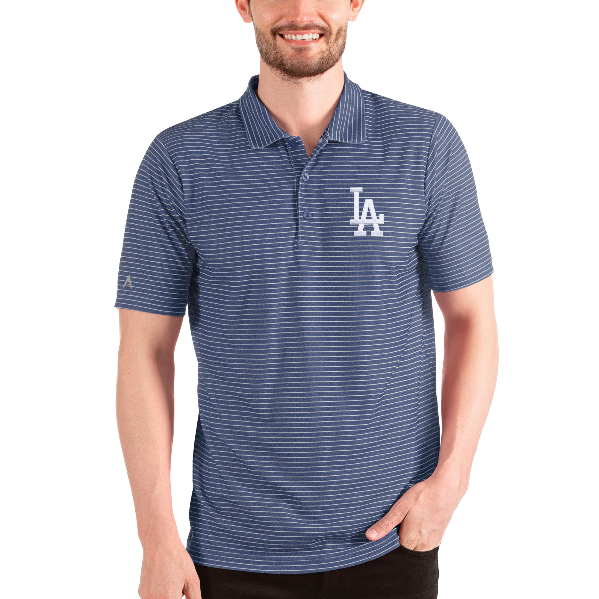 Men’s Antigua Heathered Royal/White Los Angeles Dodgers Esteem Polo