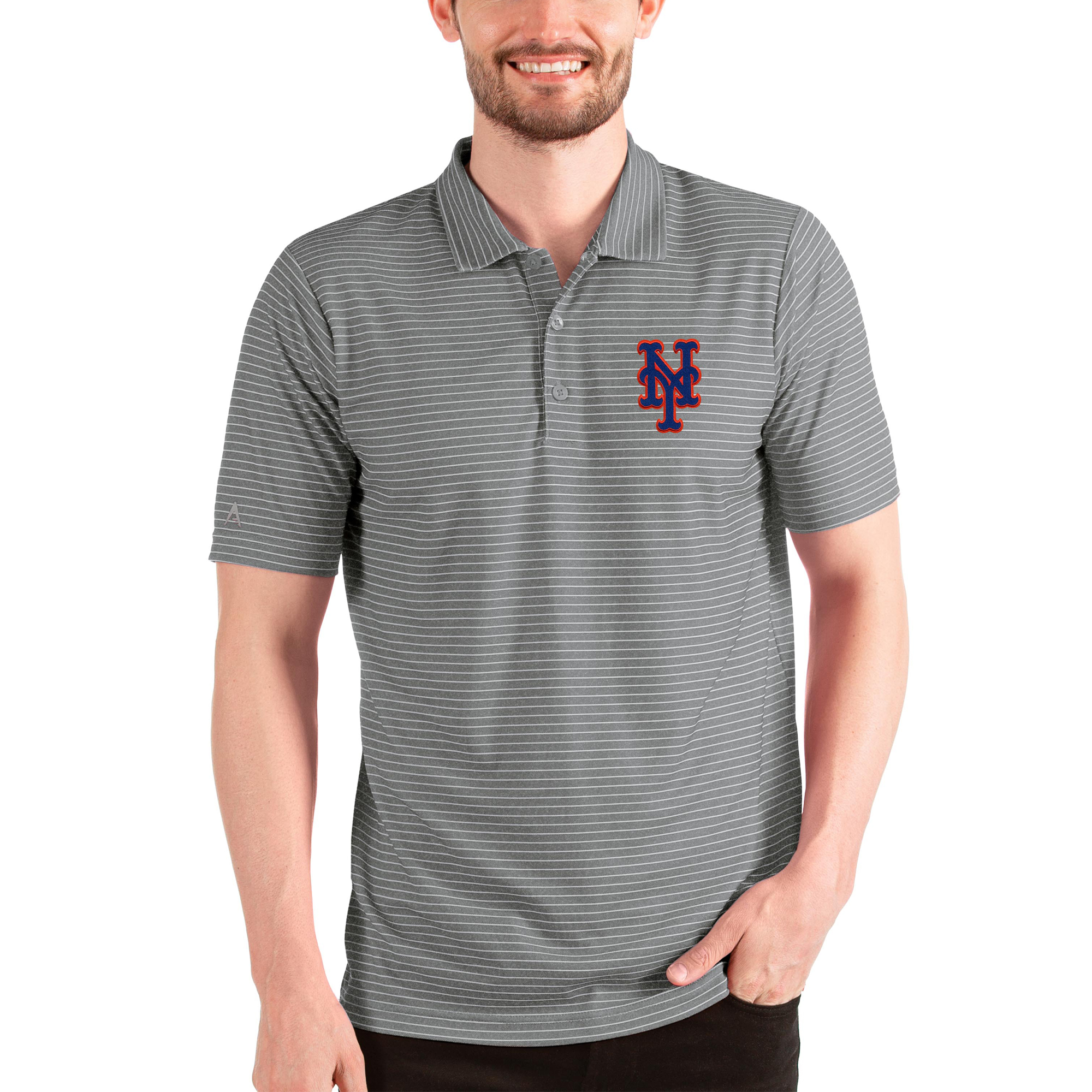 Men’s Antigua Heathered Gray/White New York Mets Esteem Polo