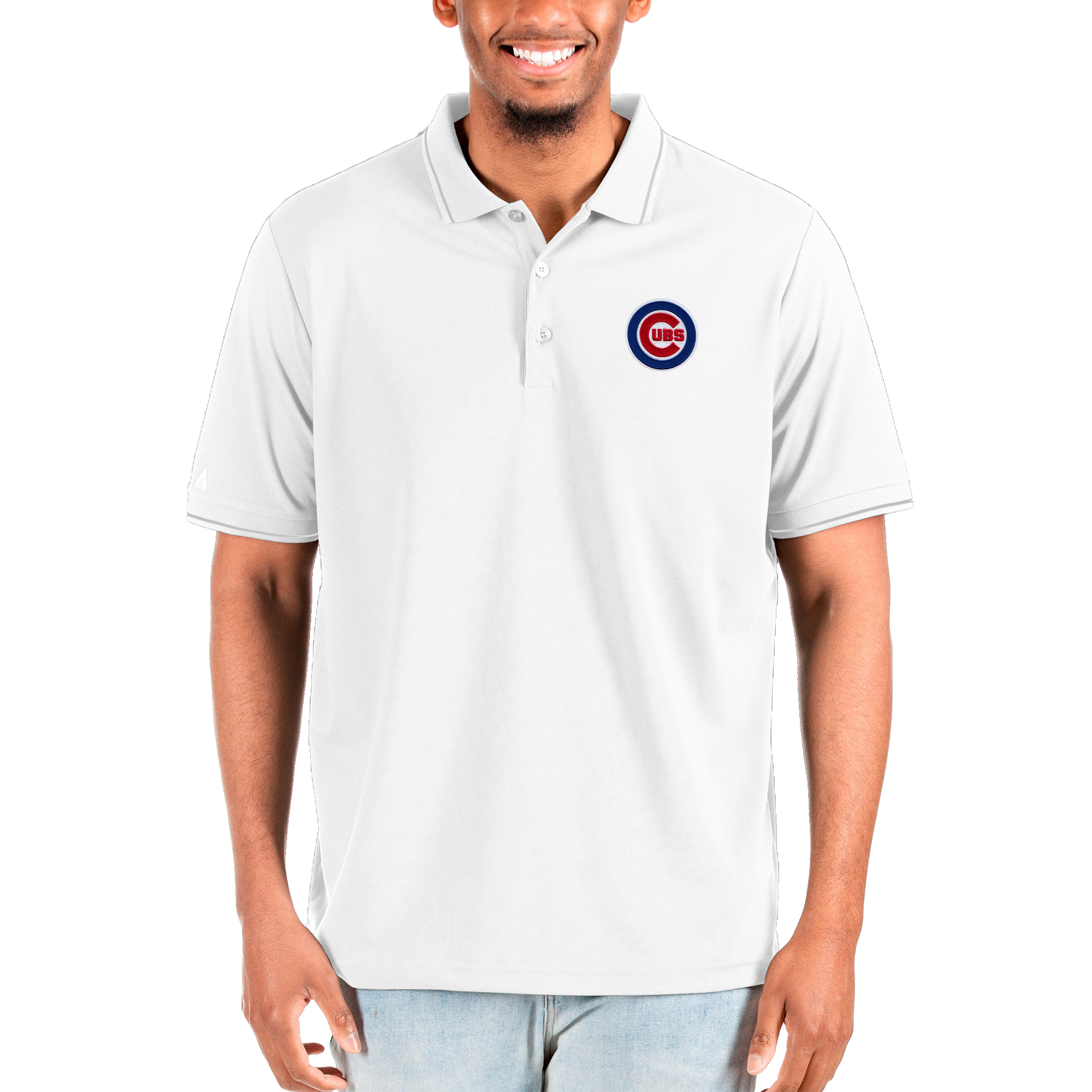 Men’s Antigua White Chicago Cubs Big & Tall Affluent Polo
