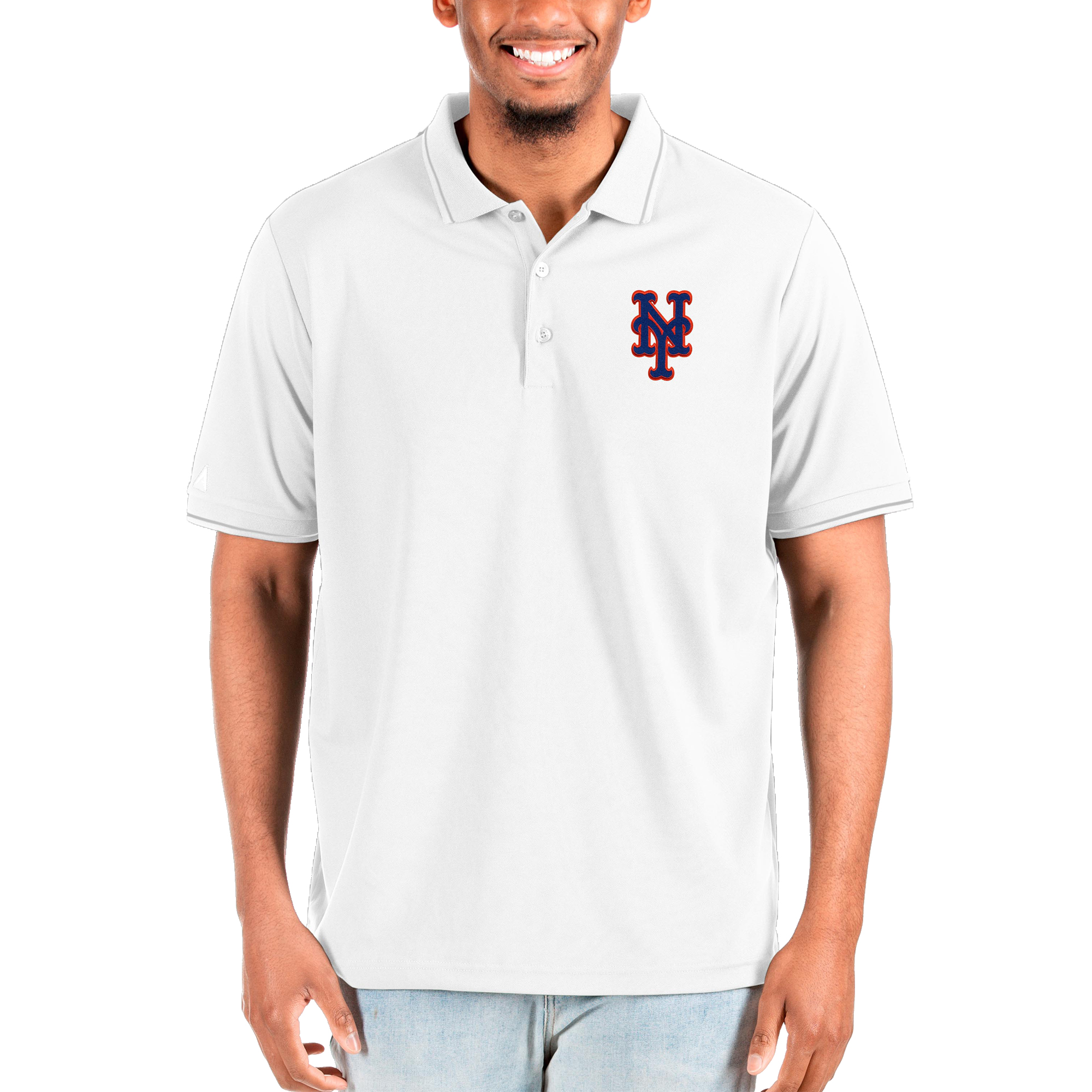 Men’s Antigua White New York Mets Big & Tall Affluent Polo