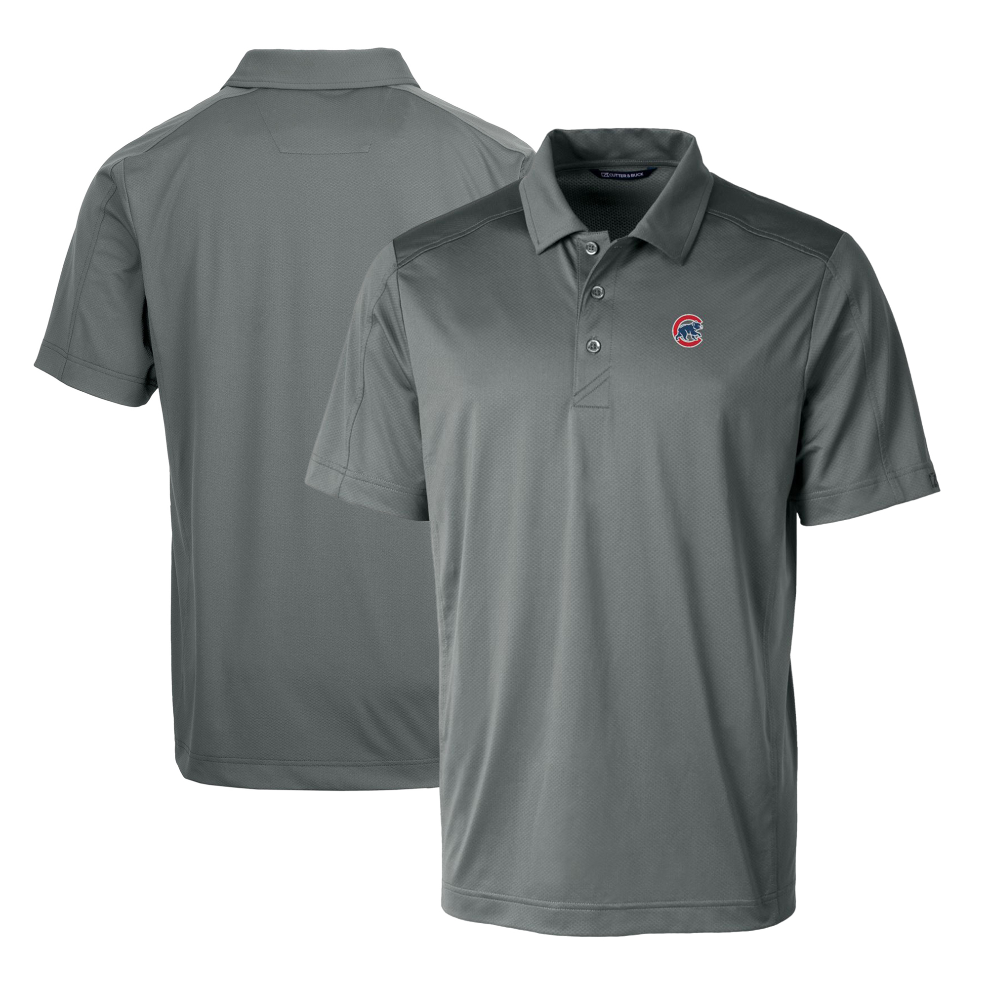 Men’s Cutter & Buck Steel Chicago Cubs Prospect Textured Stretch Polo