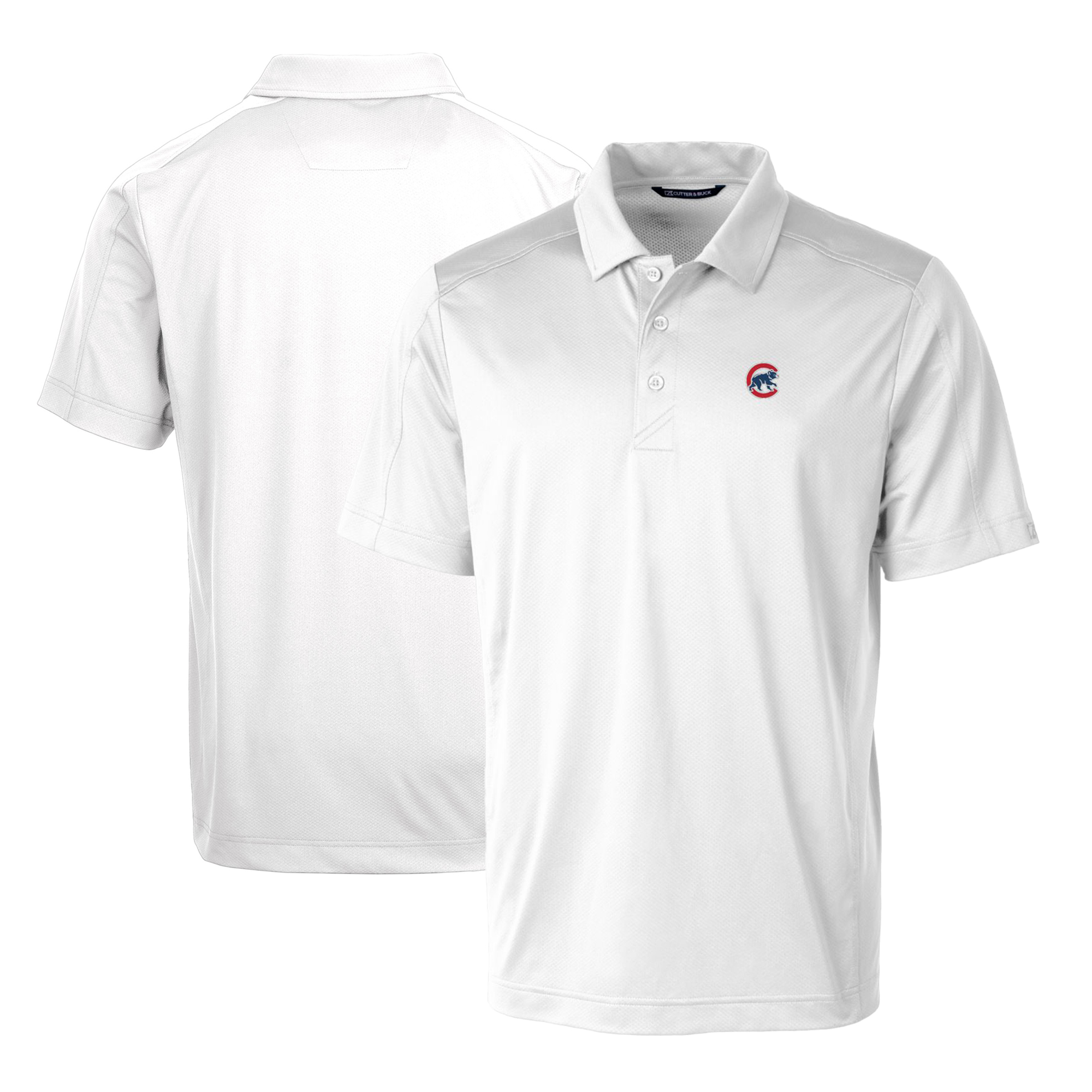 Men’s Cutter & Buck White Chicago Cubs Prospect Textured Stretch Polo