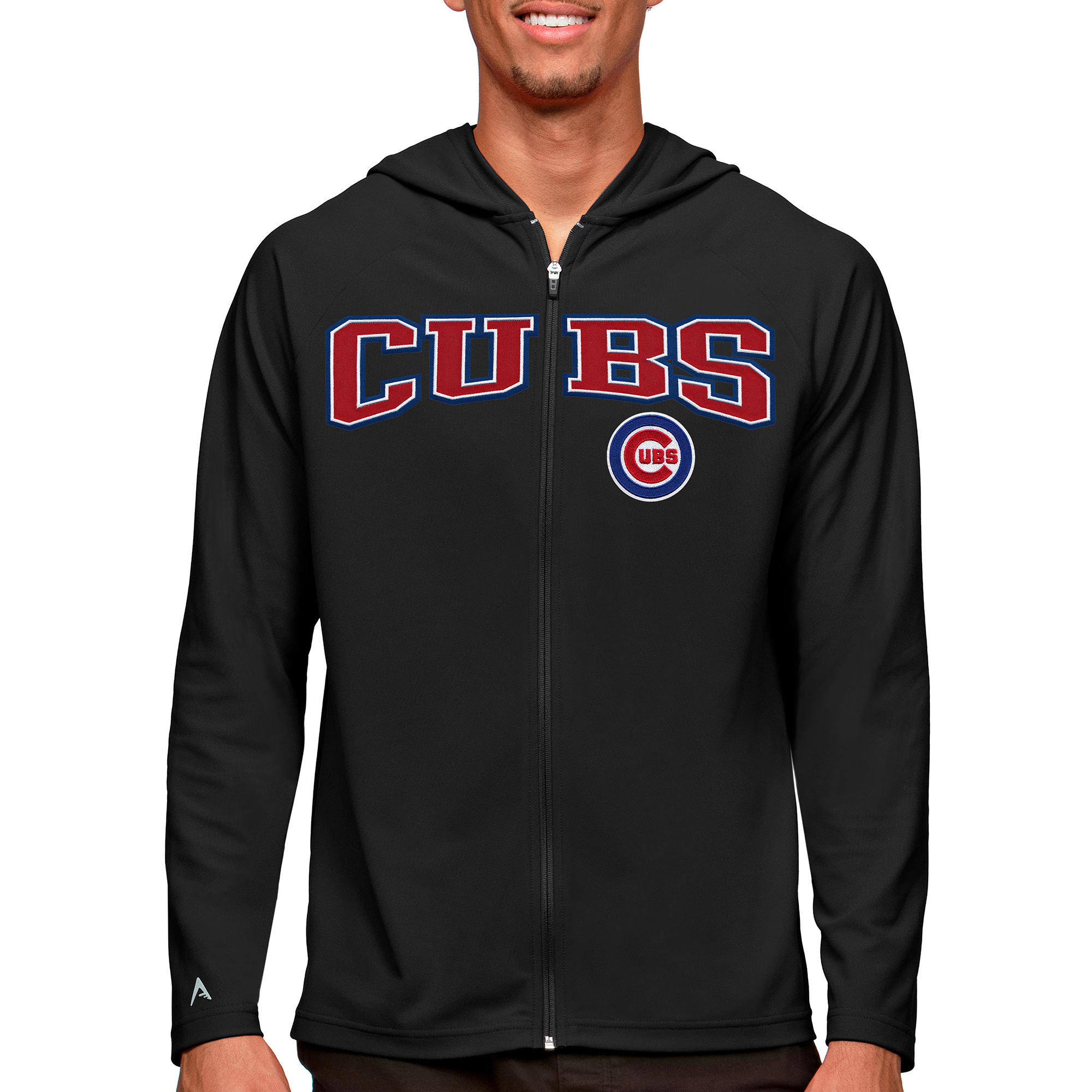 Men’s Antigua Black Chicago Cubs Wordmark Legacy Full-Zip Hoodie