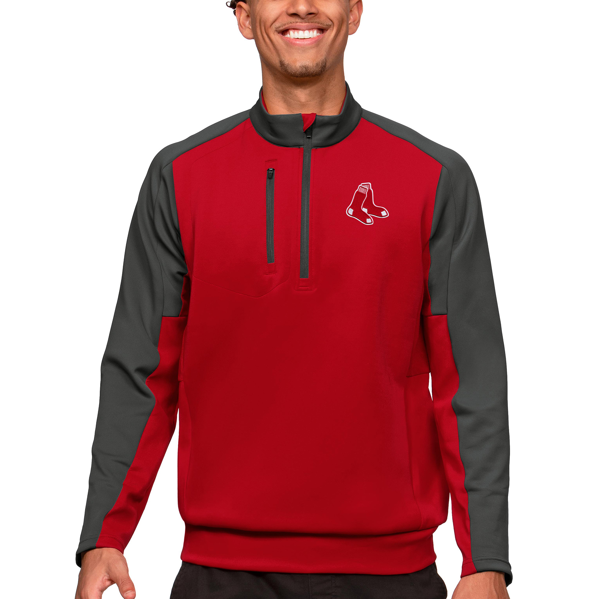 Men’s Antigua Red Boston Red Sox Team Quarter-Zip Pullover Top