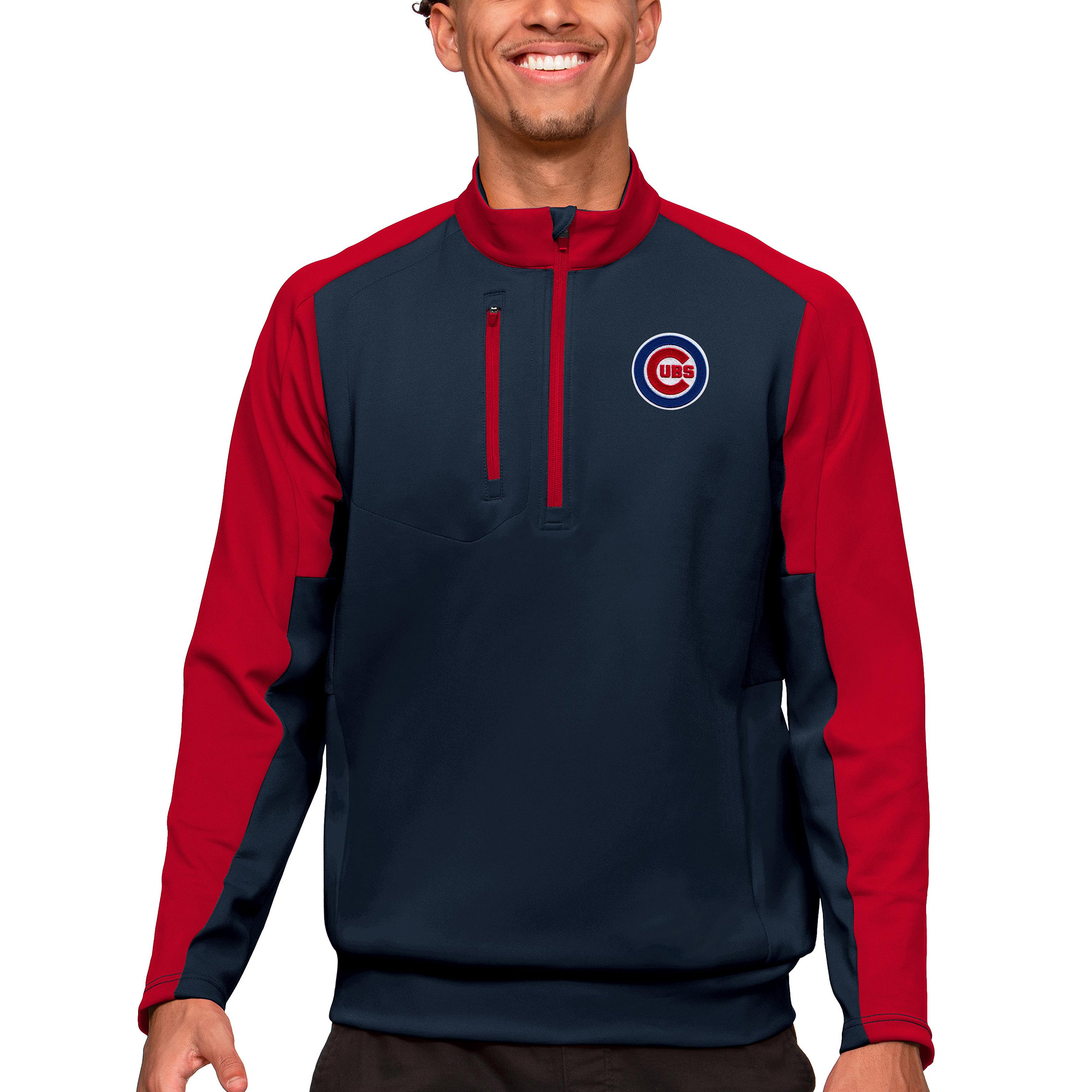Men’s Antigua Navy Chicago Cubs Team Quarter-Zip Pullover Top
