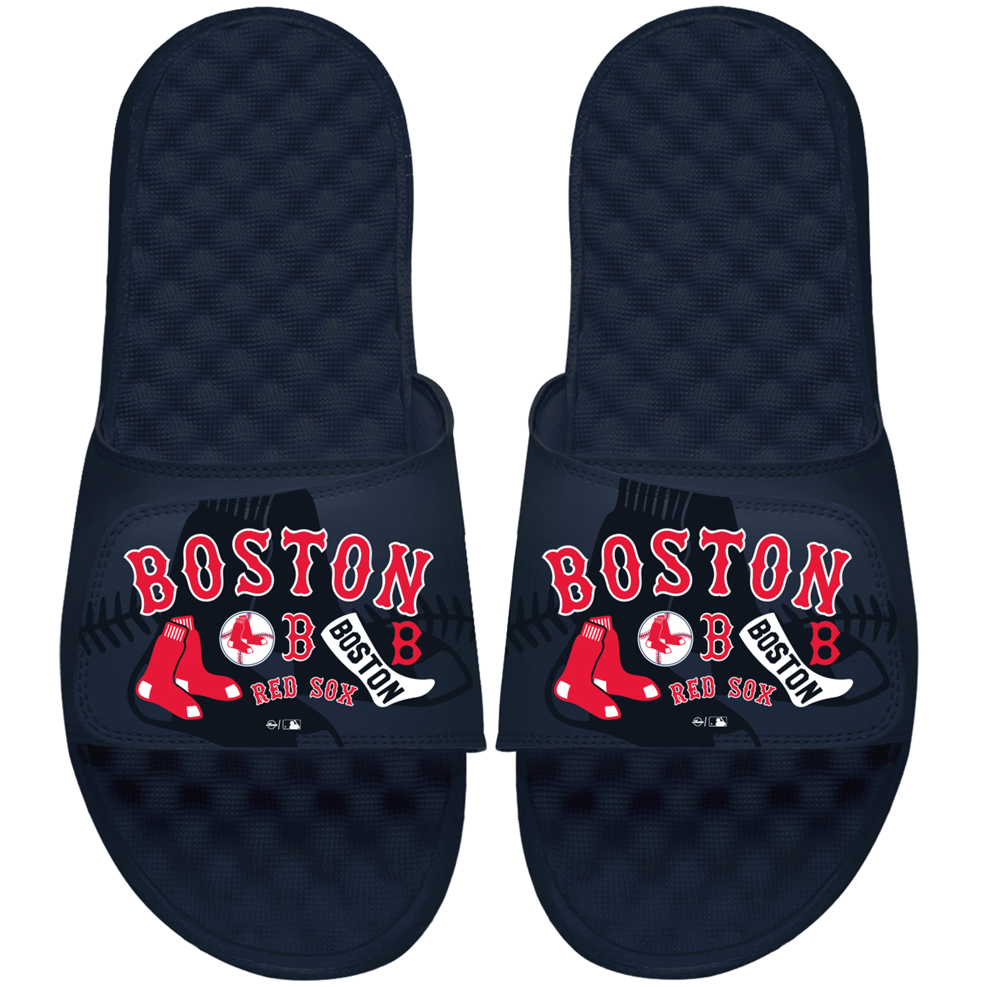 Youth ISlide Navy Boston Red Sox Collage Slide Sandals