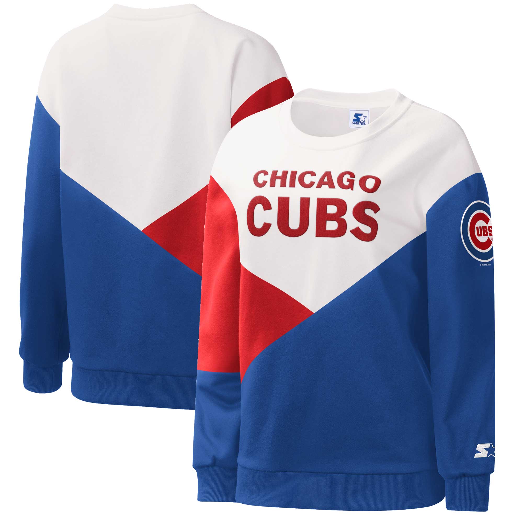 Women’s Starter White/Royal Chicago Cubs Shutout Pullover Sweatshirt