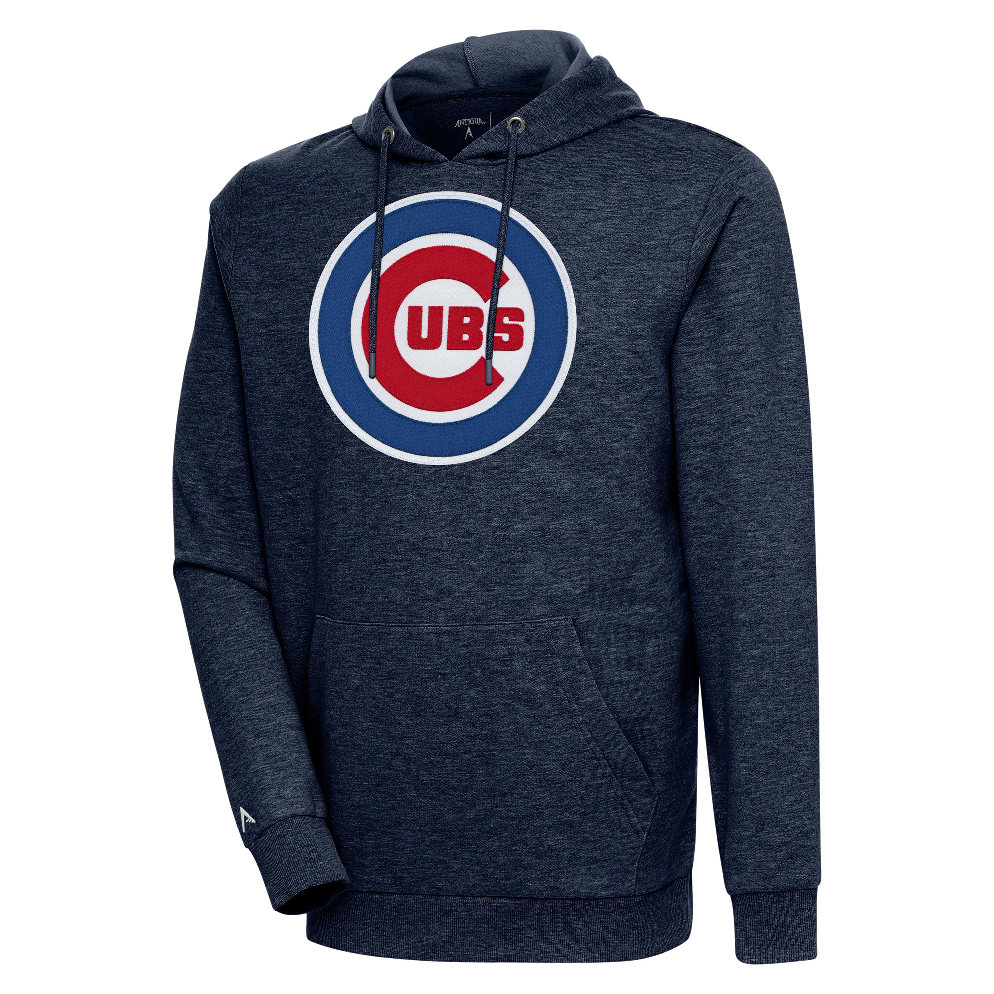 Men’s Antigua Heather Navy Chicago Cubs Action Pullover Hoodie