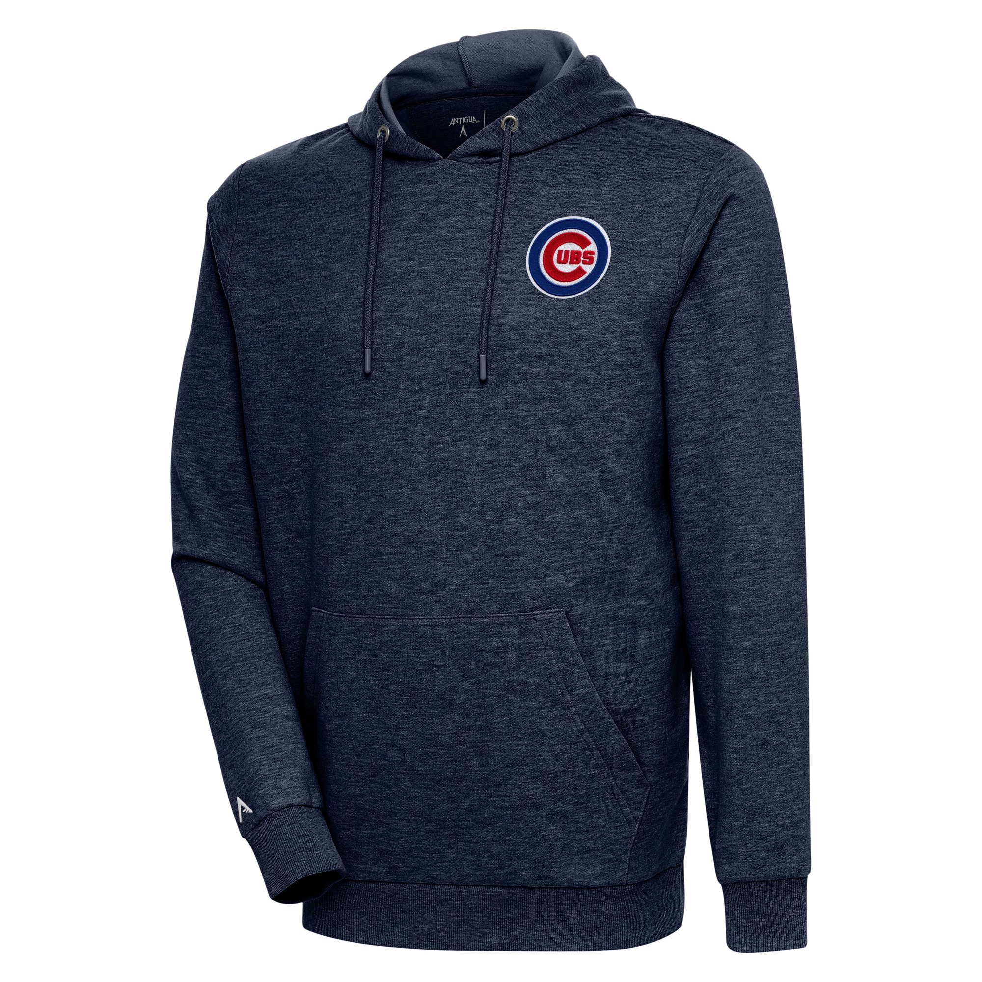 Men’s Antigua Heather Navy Chicago Cubs Action Pullover Hoodie