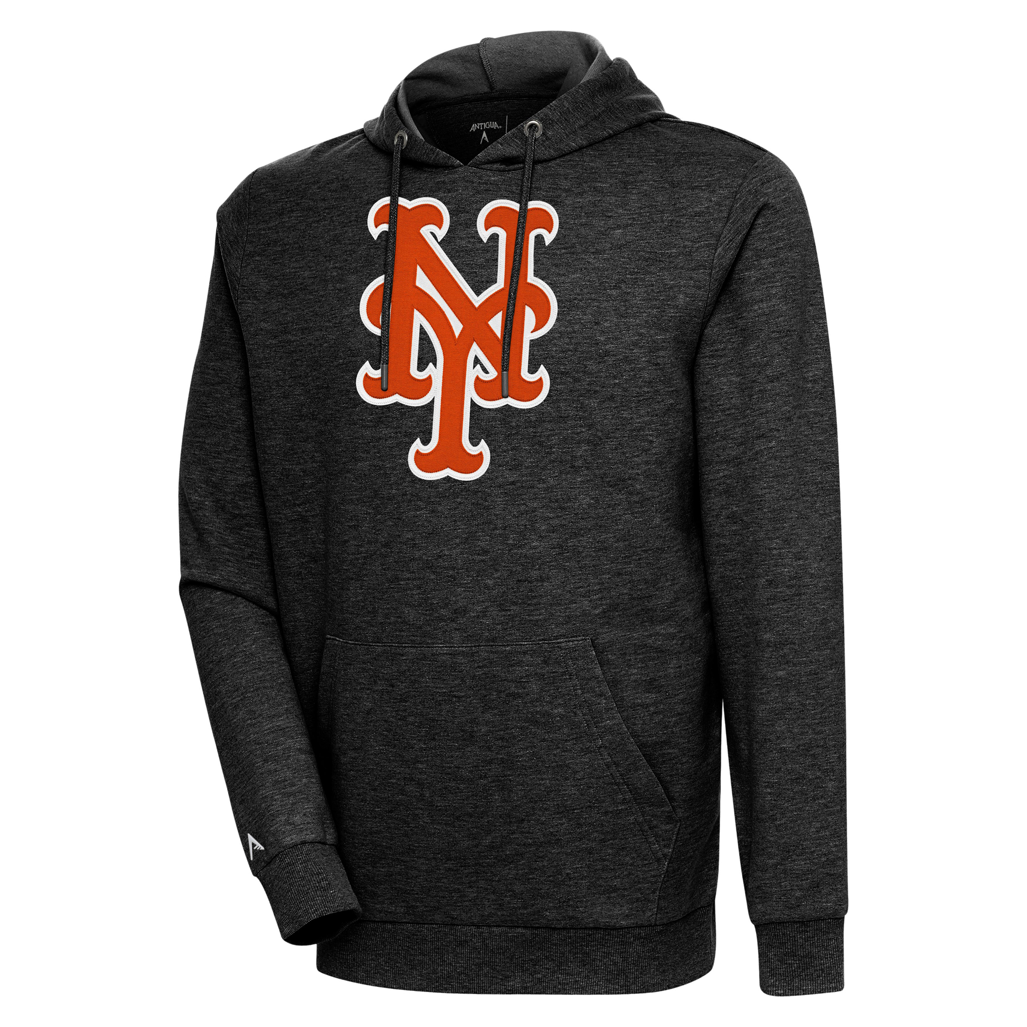 Men’s Antigua Heather Black New York Mets Action Pullover Hoodie