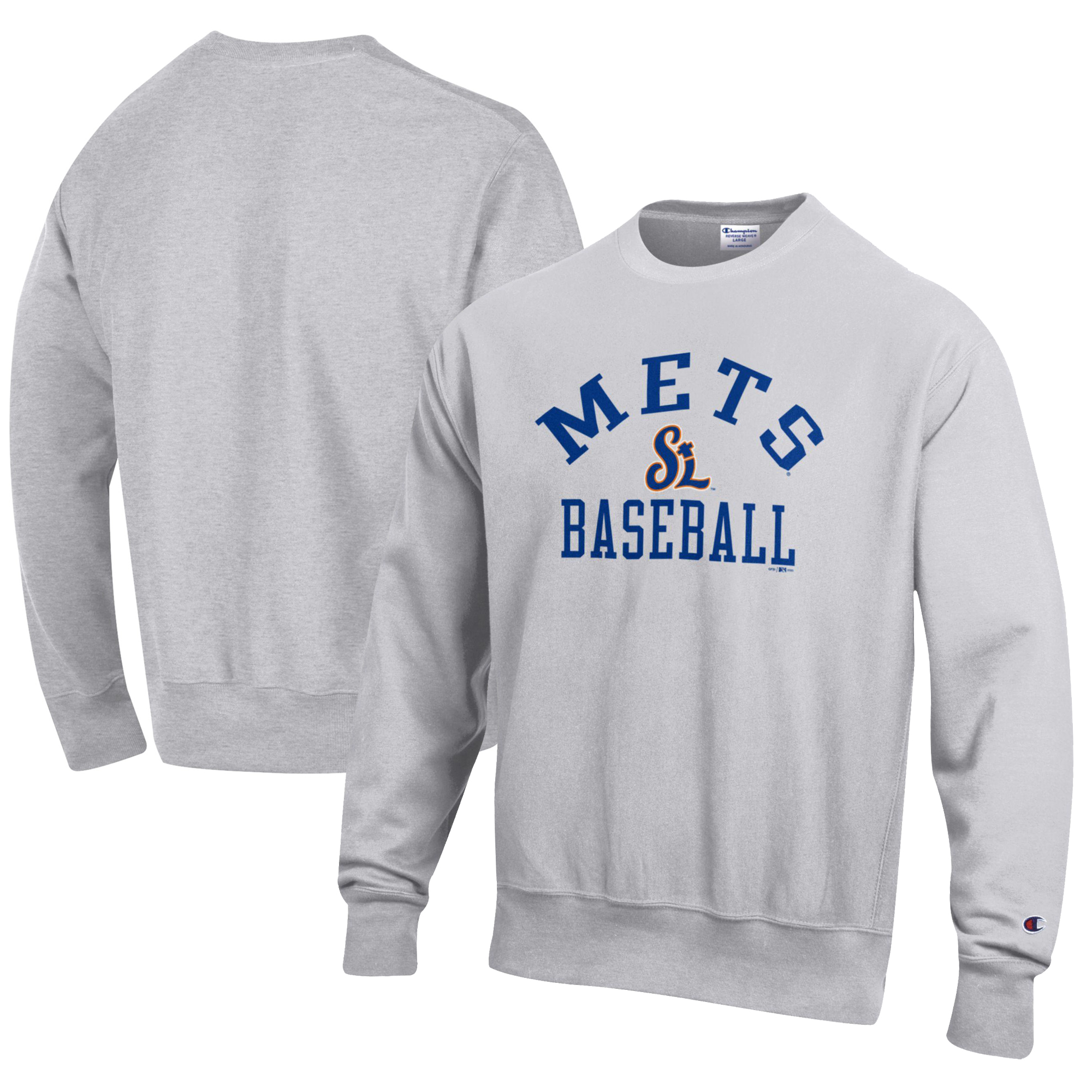 Men’s Champion Gray St. Lucie Mets Baseball Reverse Weave Pullover Sweatshirt