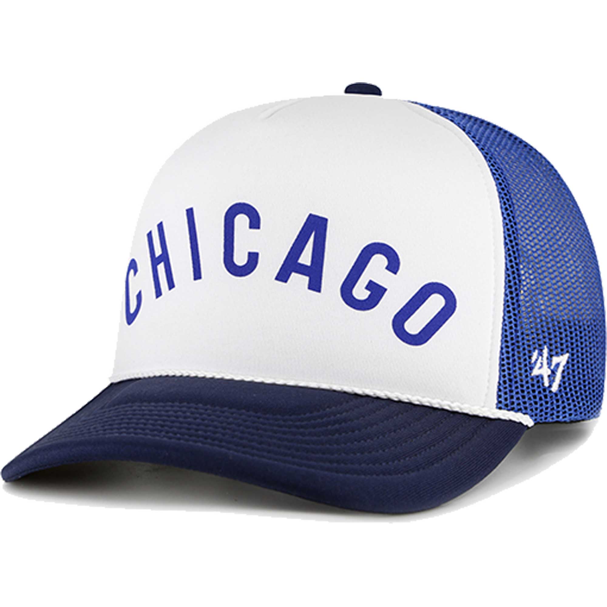 Men’s ’47 White Chicago Cubs Foam Front Script Trucker Snapback Hat