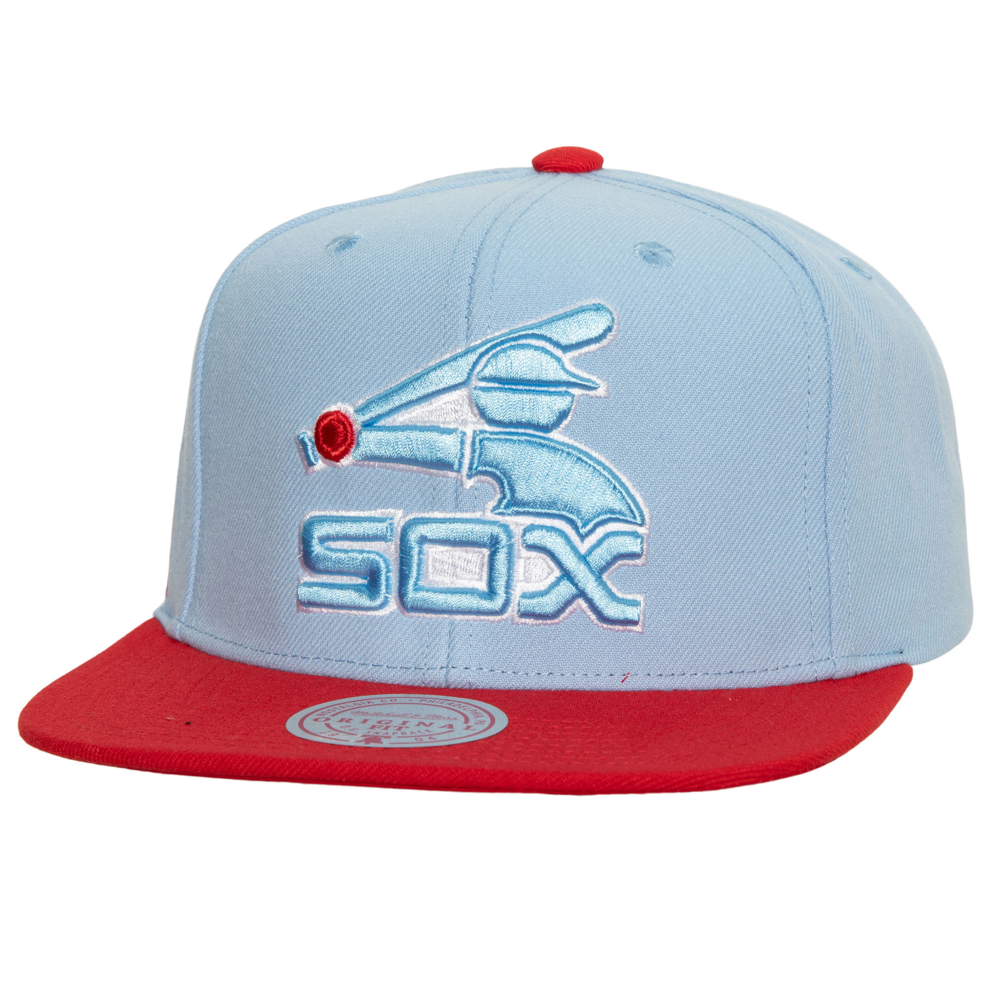 Men’s Mitchell & Ness Light Blue/Red Chicago White Sox Hometown Snapback Hat