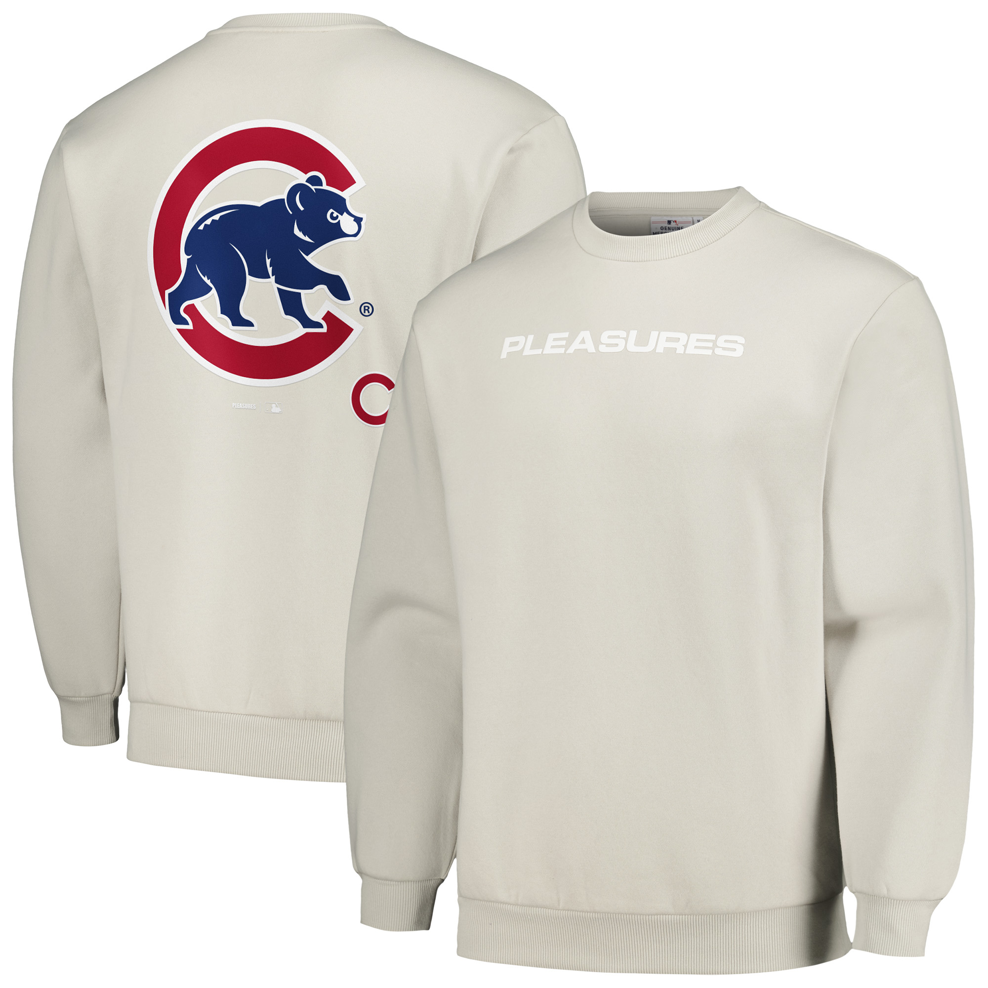 Men’s PLEASURES Gray Chicago Cubs Ballpark Pullover Sweatshirt