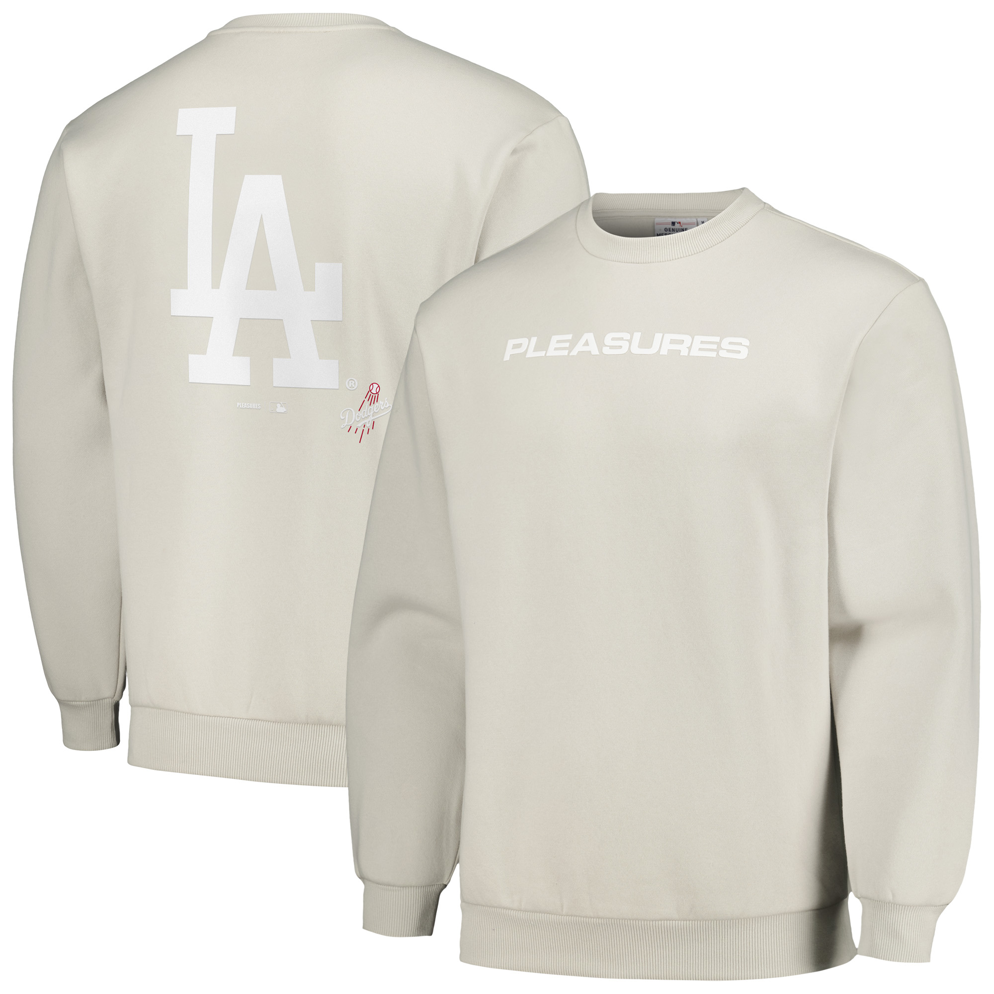 Men’s PLEASURES Gray Los Angeles Dodgers Ballpark Pullover Sweatshirt