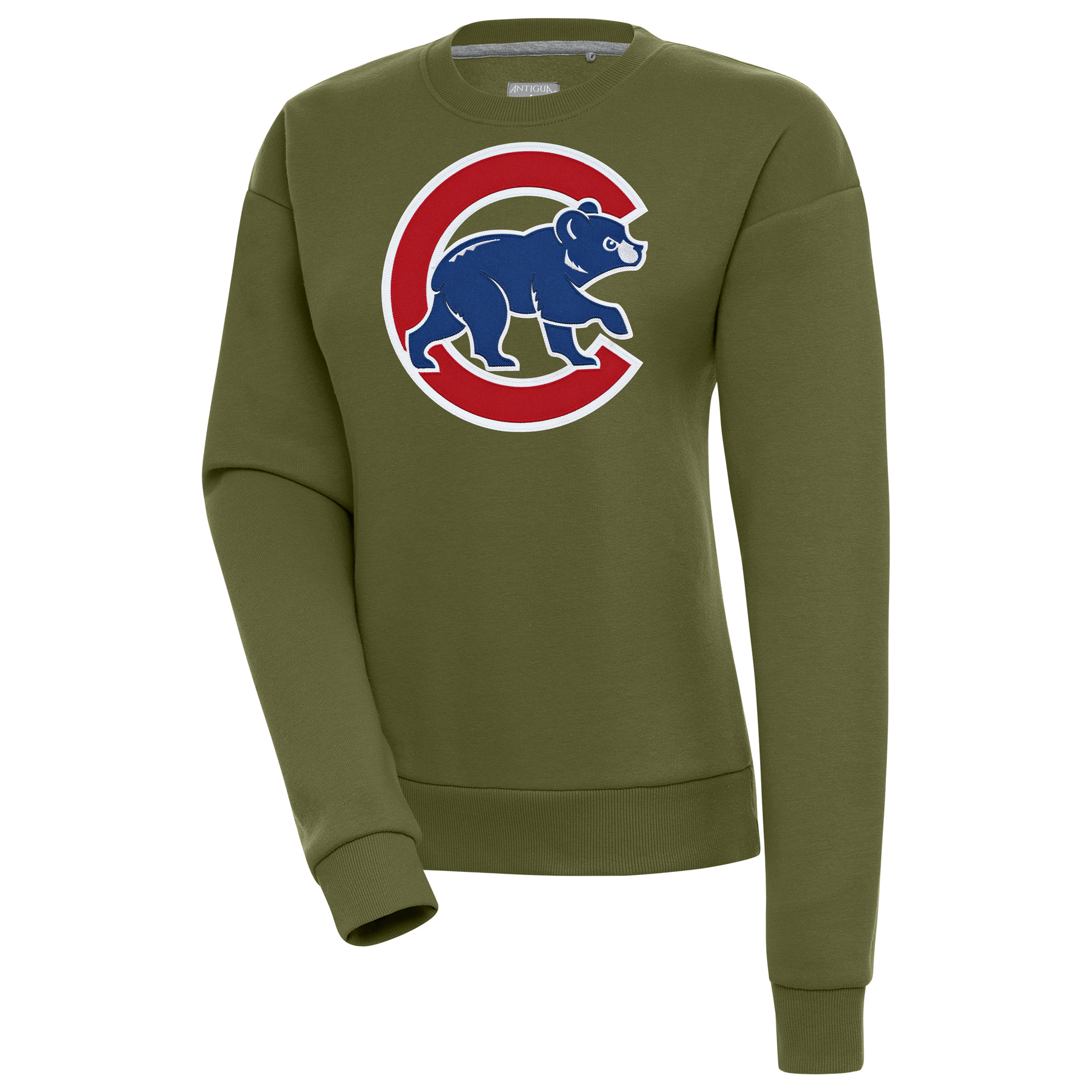 Women’s Antigua Olive Chicago Cubs Victory Pullover Sweatshirt
