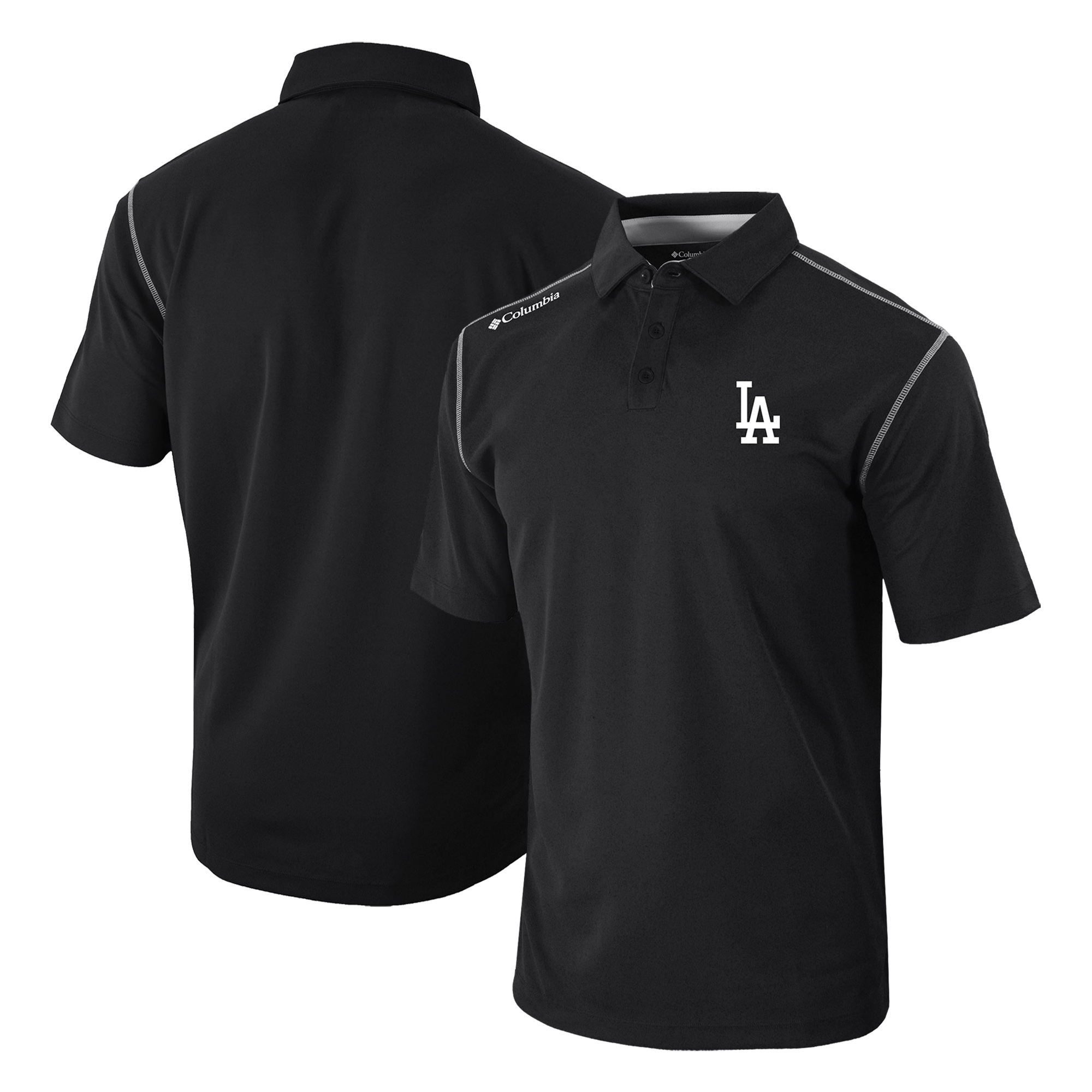 Men’s Columbia Black Los Angeles Dodgers Omni-Wick Shotgun Polo