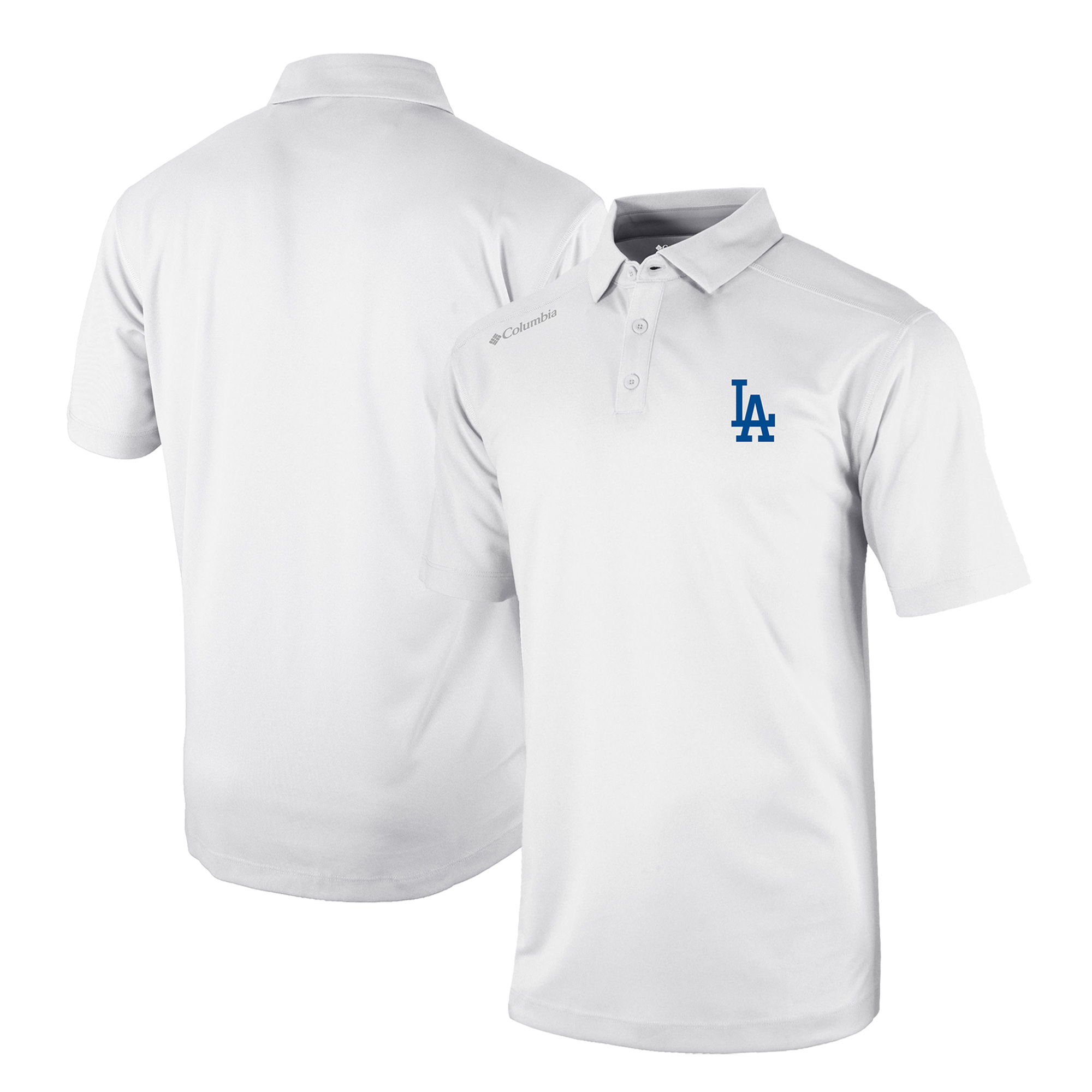 Men’s Columbia White Los Angeles Dodgers Omni-Wick Shotgun Polo
