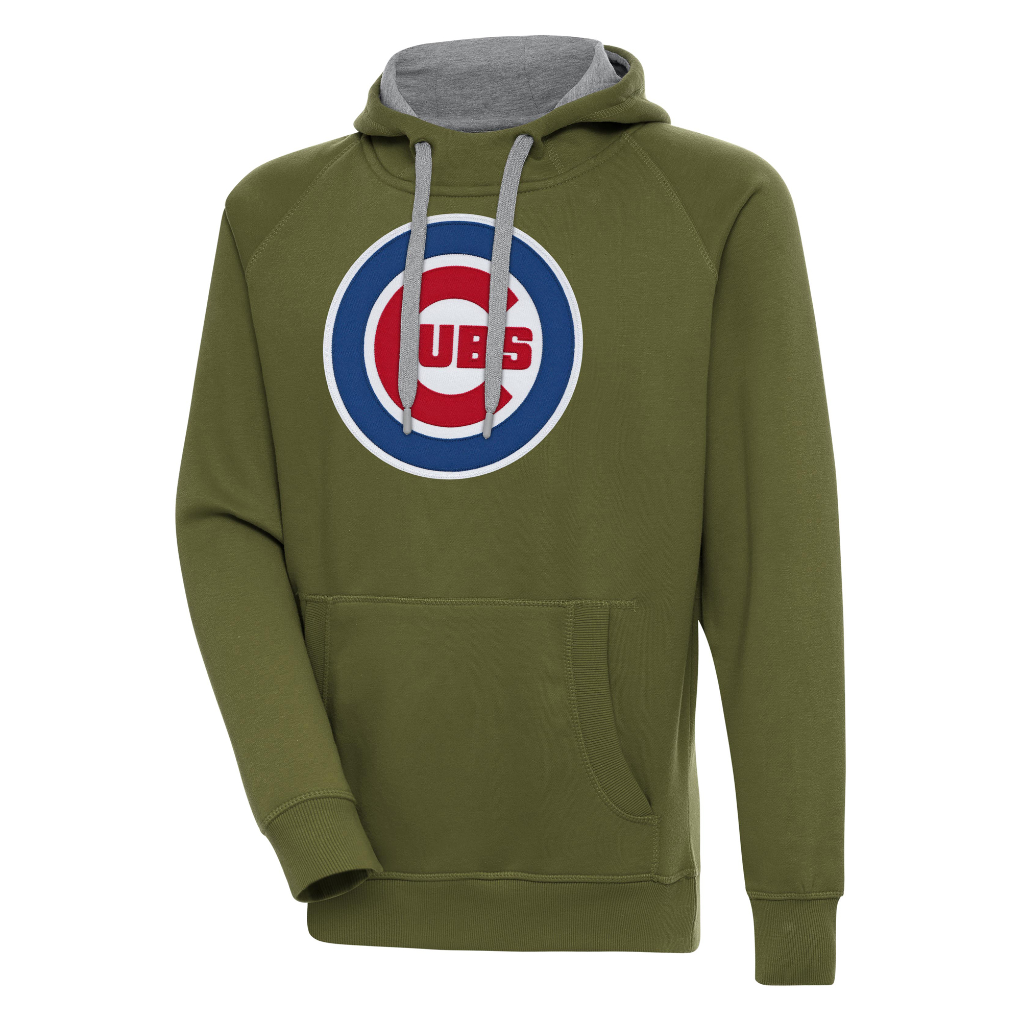 Men’s Antigua Olive Chicago Cubs Victory Pullover Hoodie