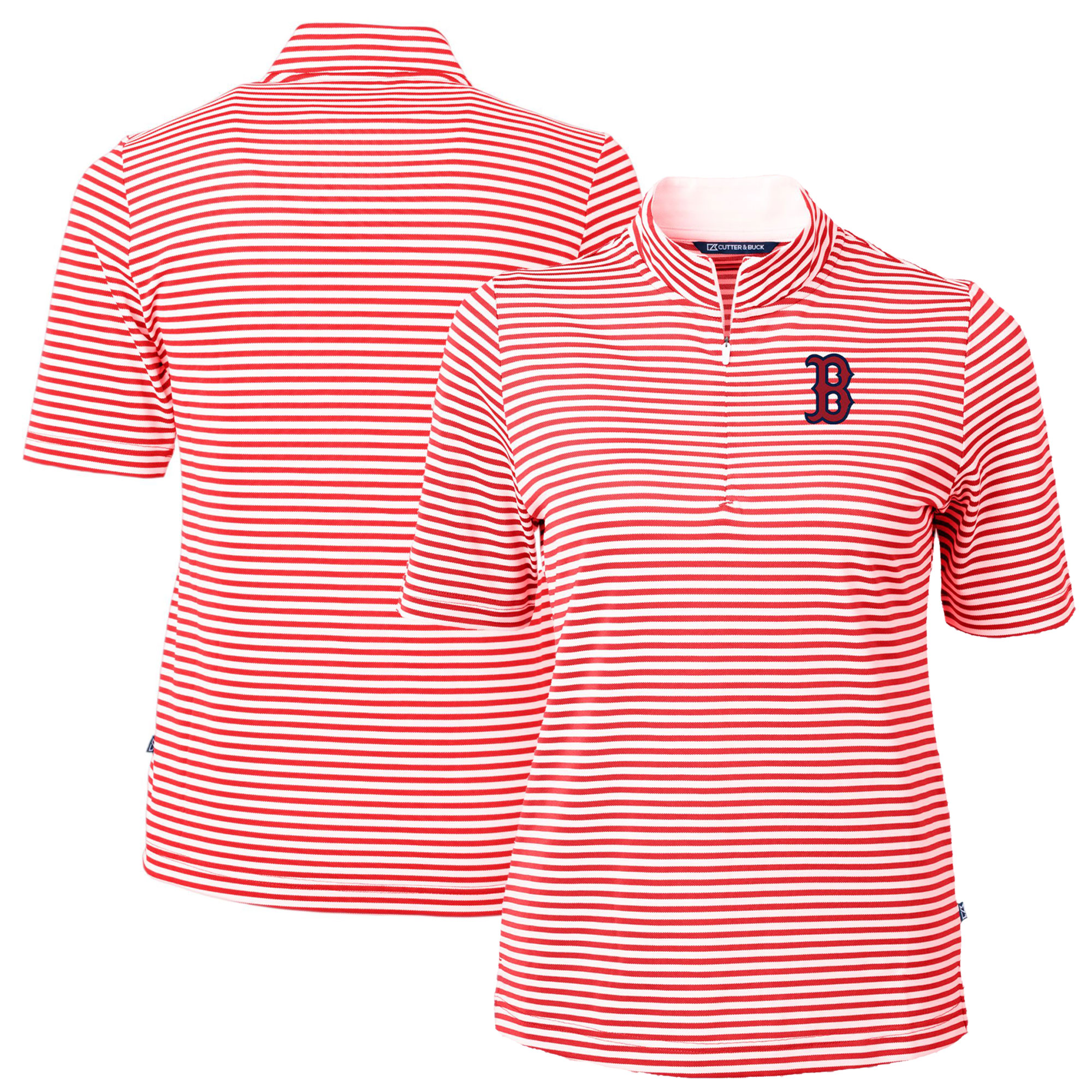 Women’s Cutter & Buck Red Boston Red Sox Virtue Eco Pique Stripe Top