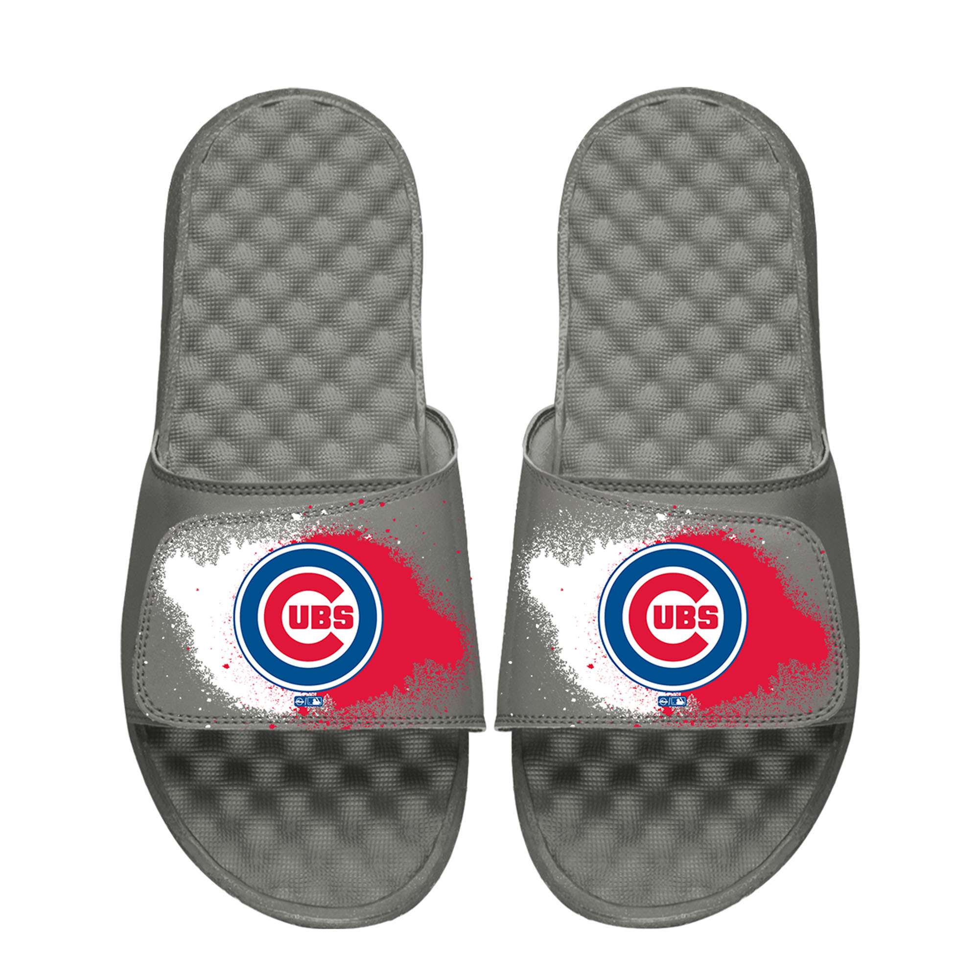 Men’s ISlide Gray Chicago Cubs Spray Paint Slide Sandals