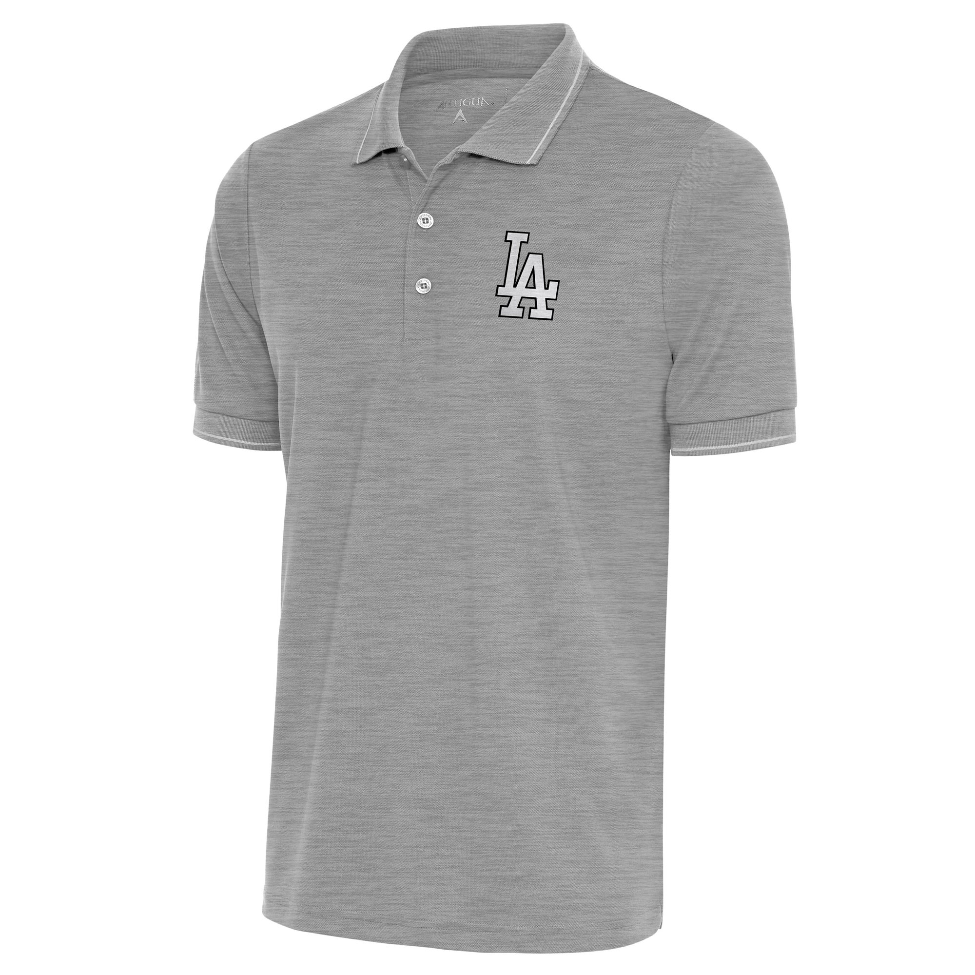 Men’s Antigua Heather Gray Los Angeles Dodgers Metallic Affluent Polo