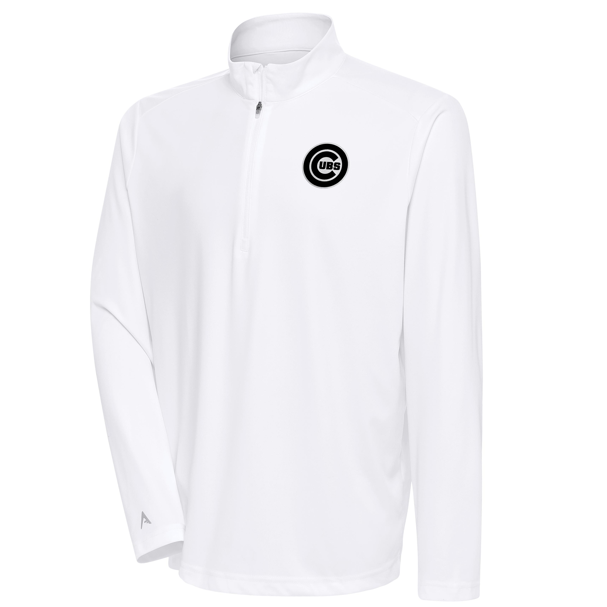 Men’s Antigua White Chicago Cubs Metallic Tribute Quarter-Zip Top