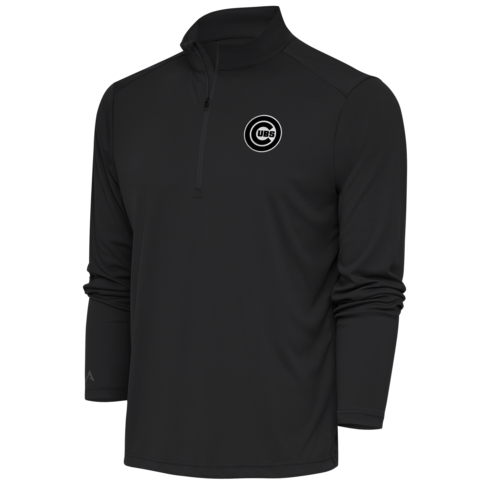 Men’s Antigua Charcoal Chicago Cubs Metallic Tribute Quarter-Zip Top