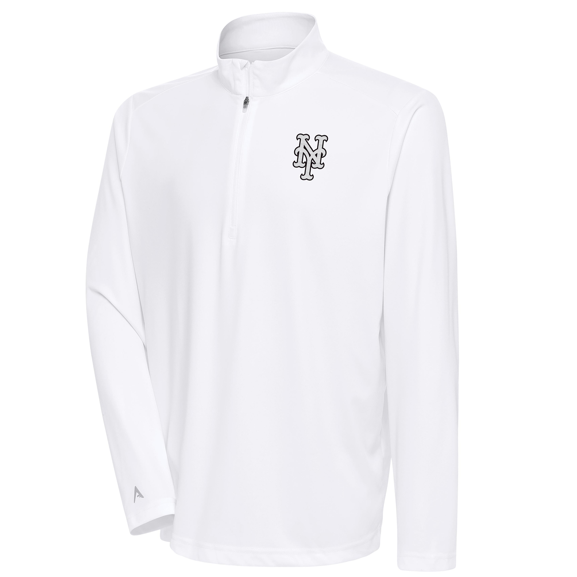 Men’s Antigua White New York Mets Metallic Tribute Quarter-Zip Top