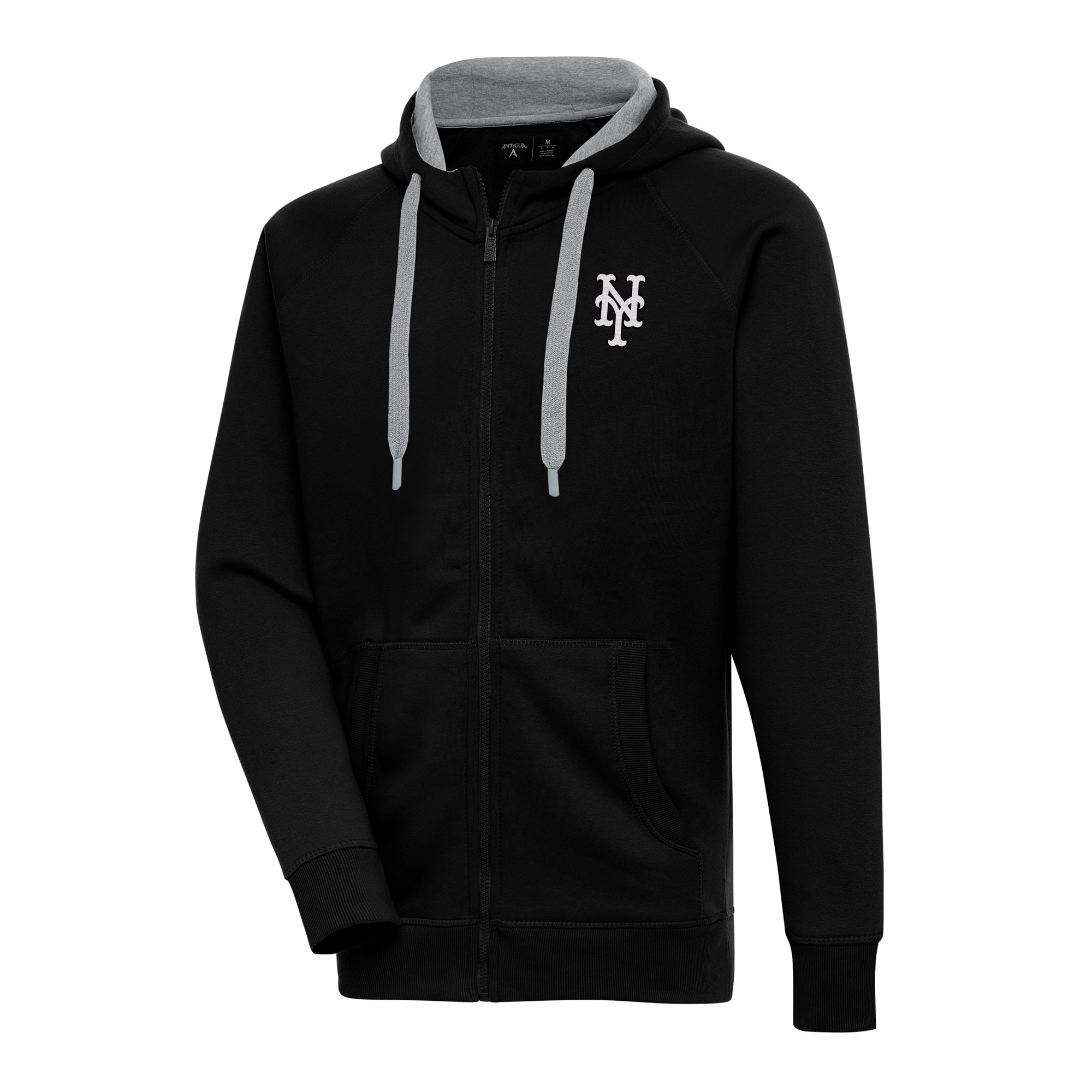Men’s Antigua Black New York Mets Metallic Victory Full-Zip Hoodie