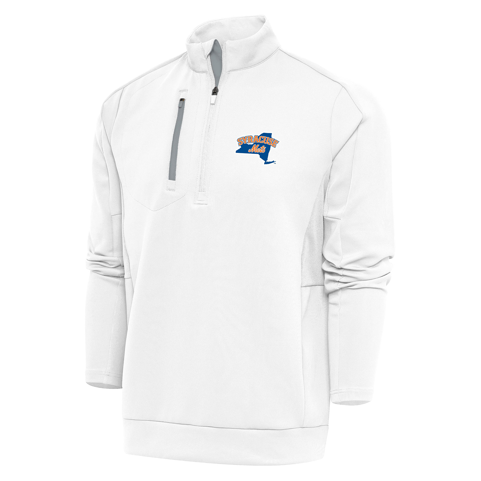 Men’s Antigua  White Syracuse Mets Generation Quarter-Zip Pullover Top