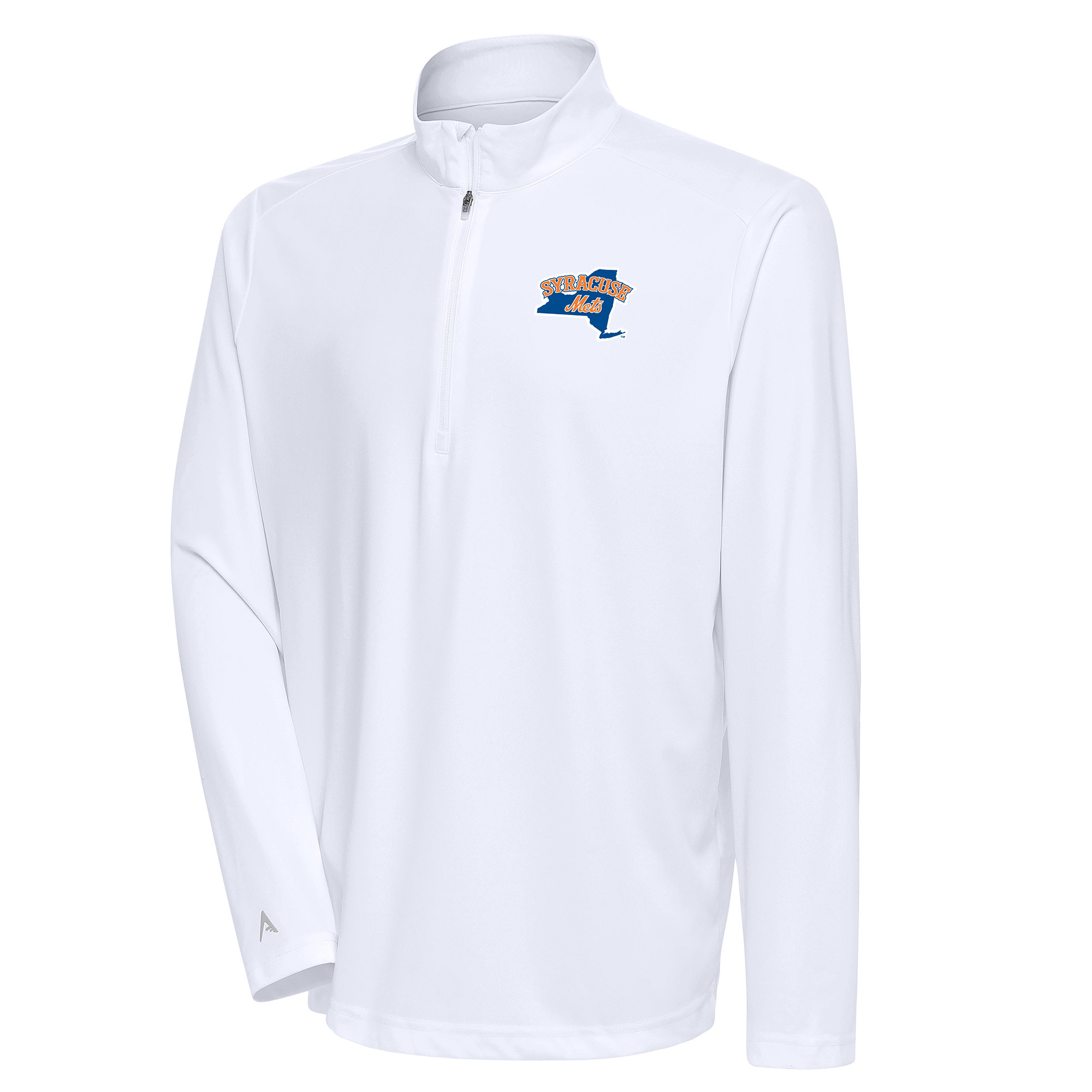 Men’s Antigua  White Syracuse Mets Tribute Quarter-Zip Pullover Top