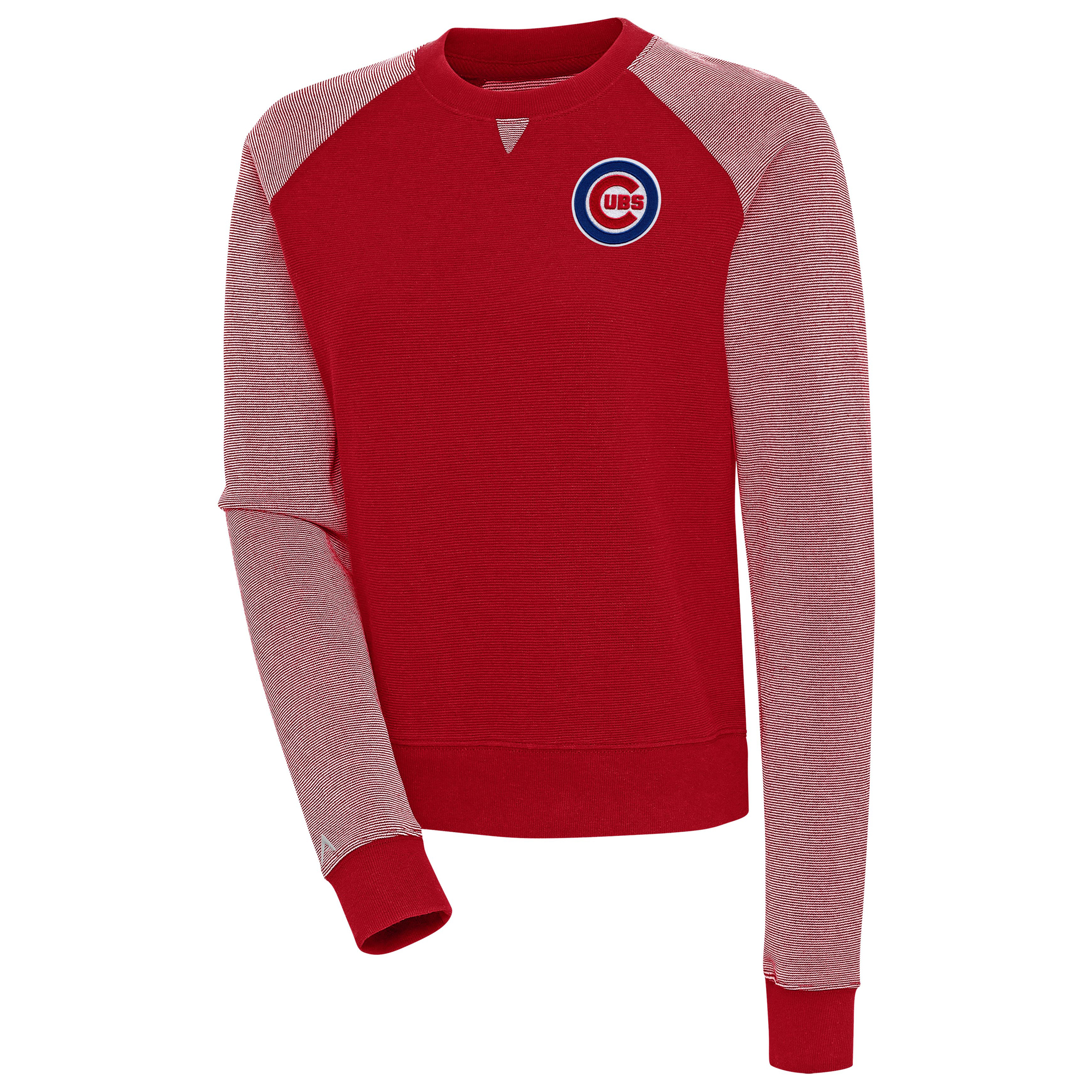 Women’s Antigua Red/White Chicago Cubs Flier Bunker Tri-Blend Pullover Sweatshirt