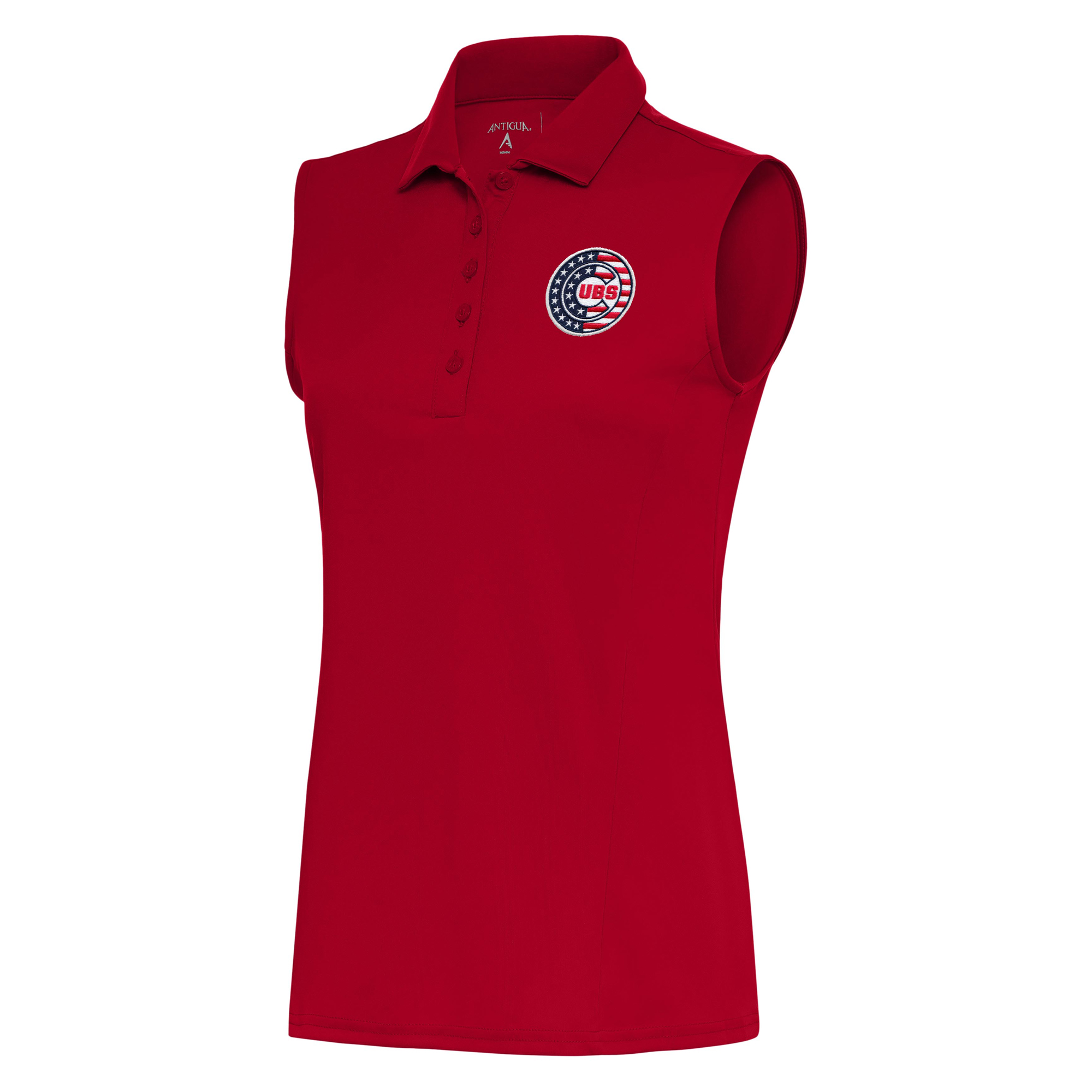 Women’s Antigua Red Chicago Cubs Patriotic Sleeveless Tribute Polo