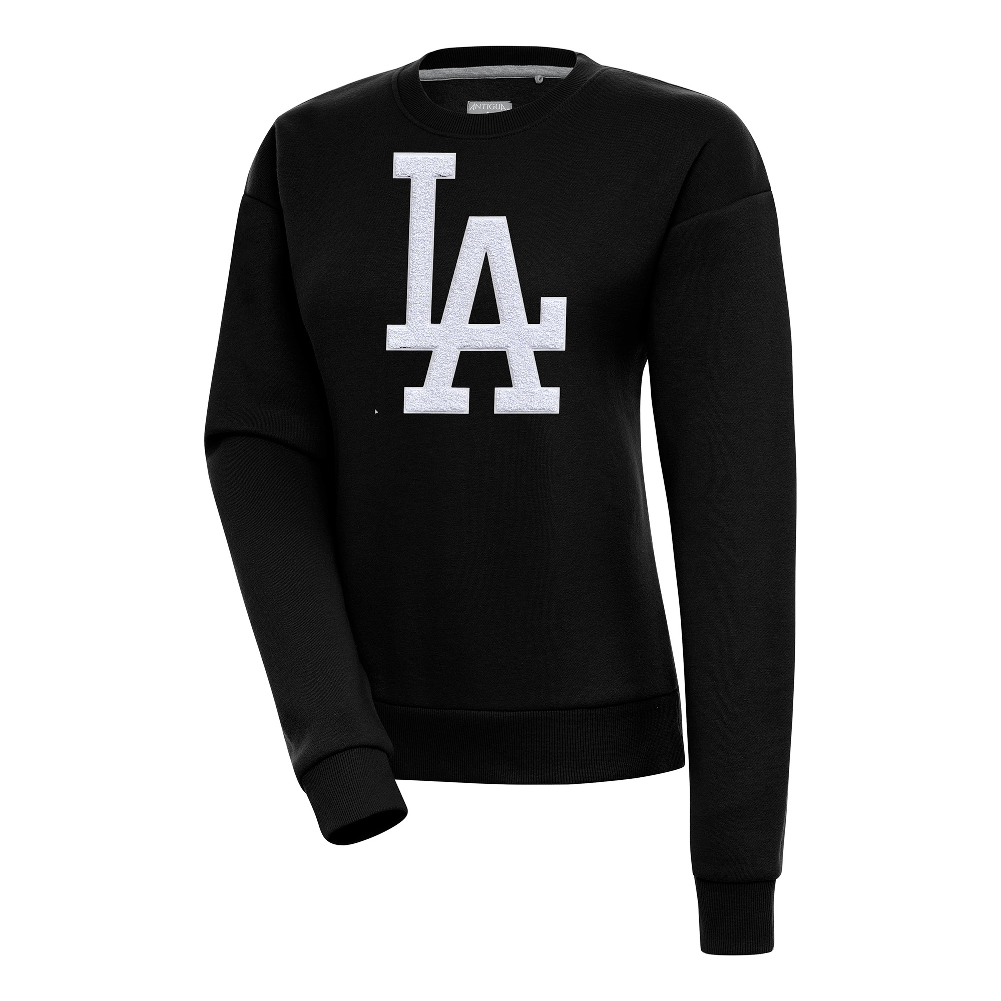 Women’s Antigua  Black Los Angeles Dodgers Victory Chenille Pullover Sweatshirt