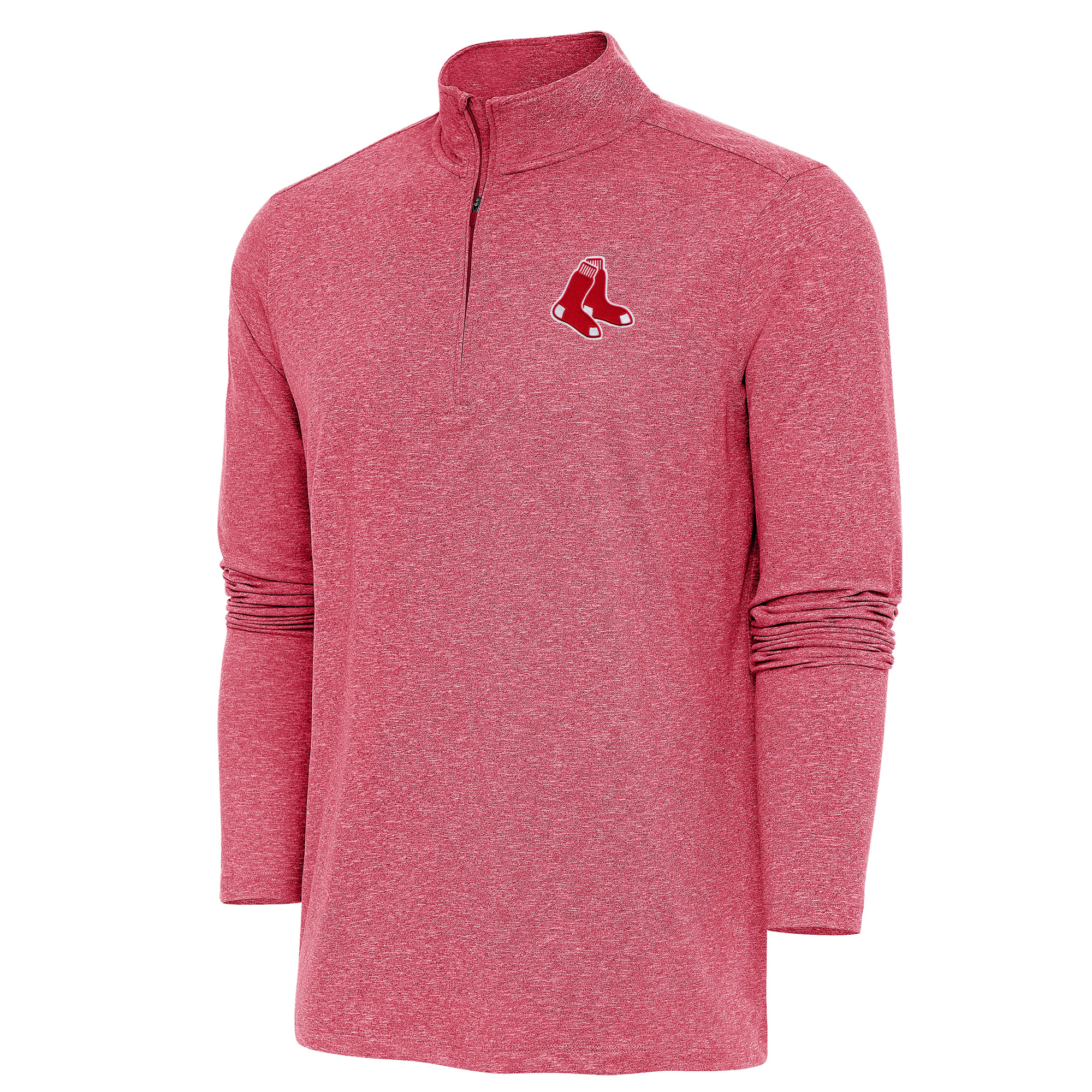 Men’s Antigua Heather Red Boston Red Sox Hunk Quarter-Zip Pullover Top