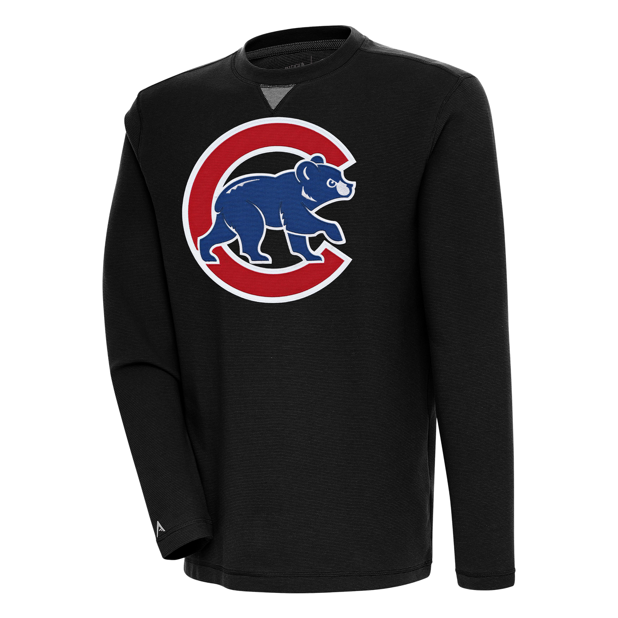 Men’s Antigua Black Chicago Cubs Flier Bunker Pullover Sweatshirt