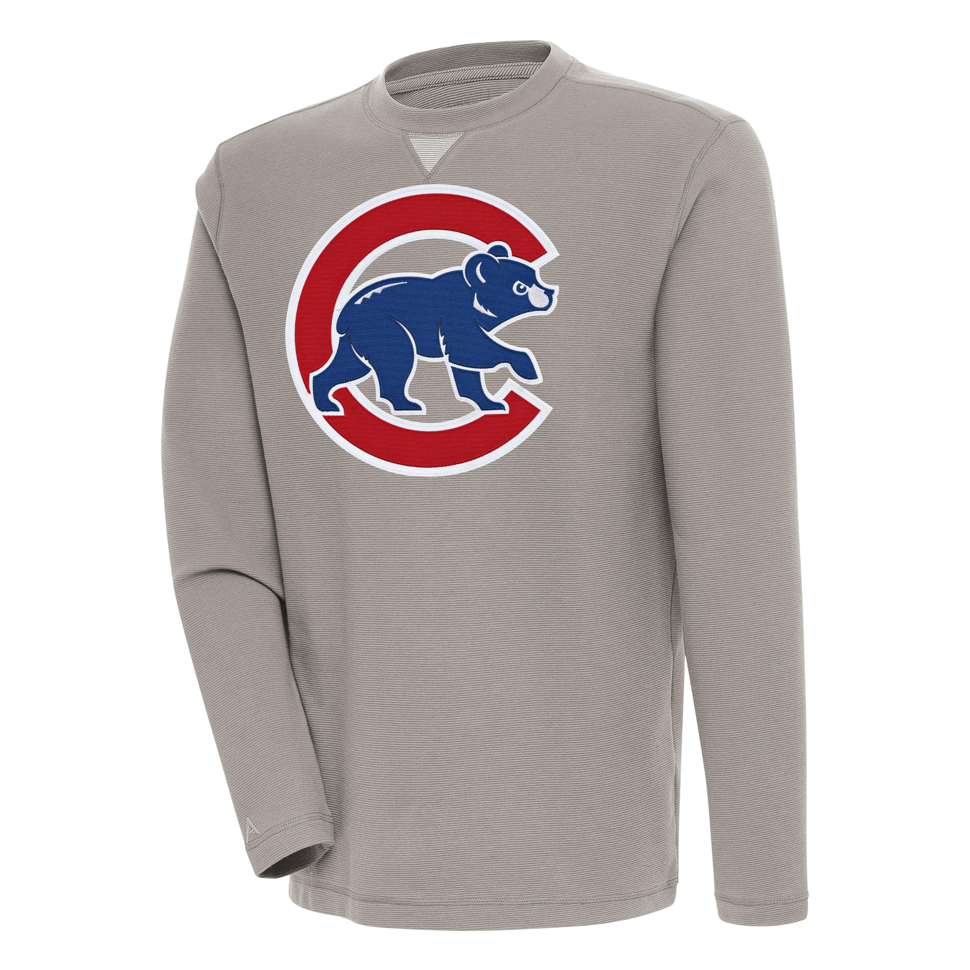 Men’s Antigua  Oatmeal Chicago Cubs Flier Bunker Pullover Sweatshirt