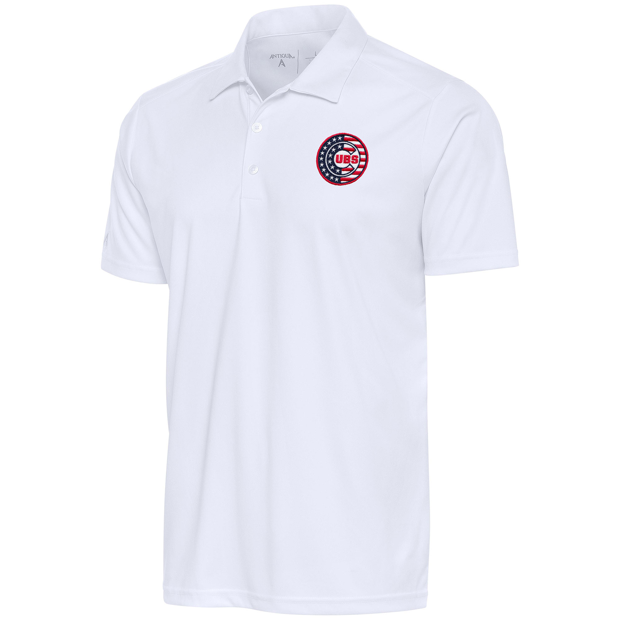 Men’s Antigua White Chicago Cubs Patriotic Tribute Polo